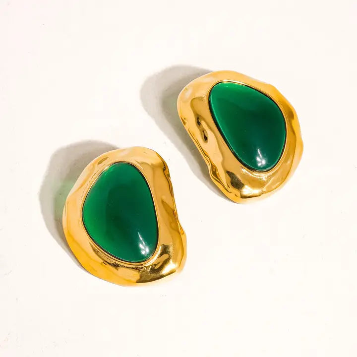 Mei Green Stone Earrings
