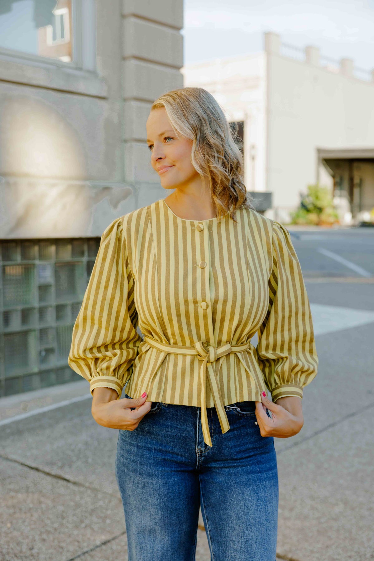 Benica Striped Peplum Top