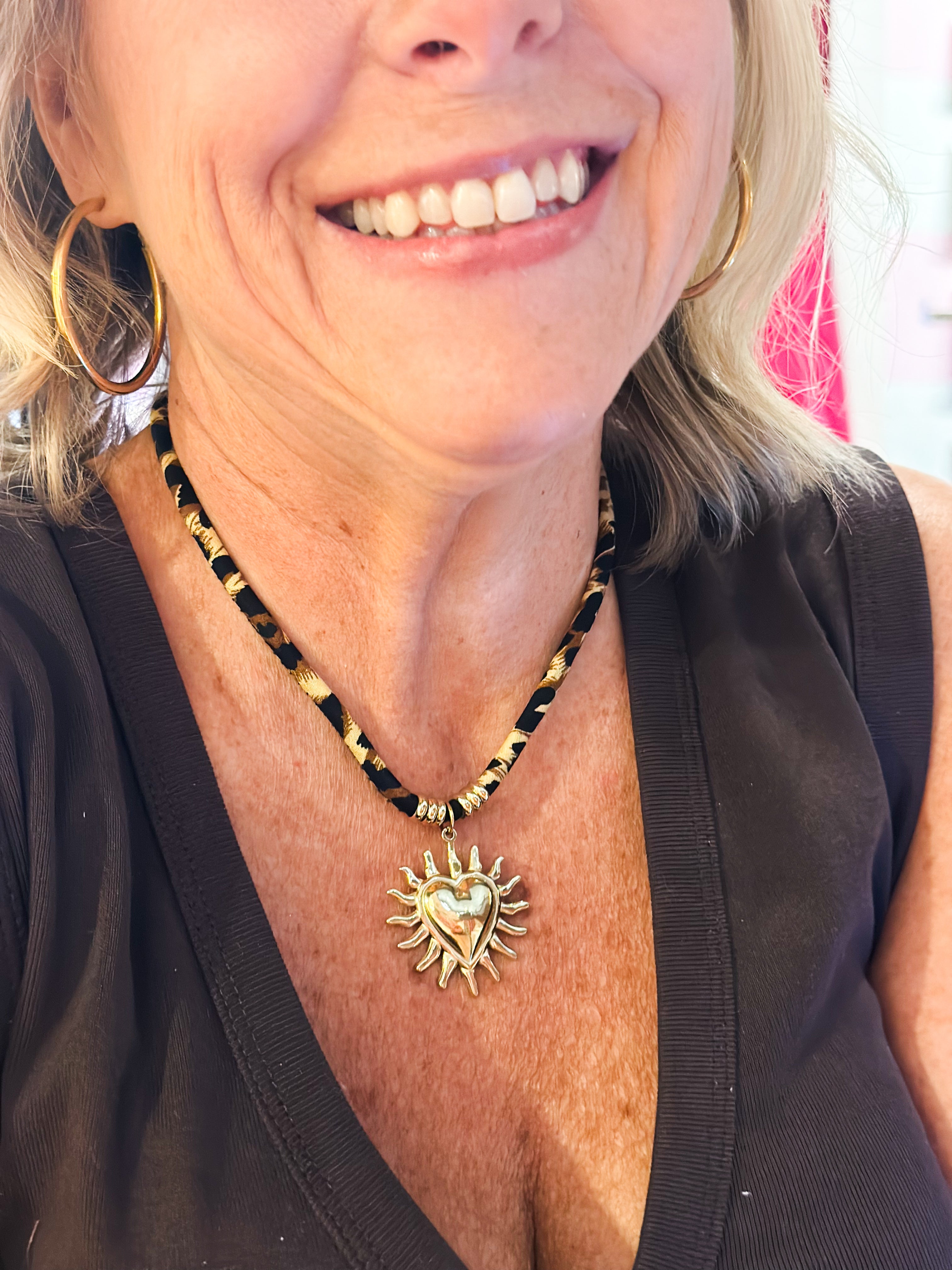 Leopard Velvet Cord Necklace