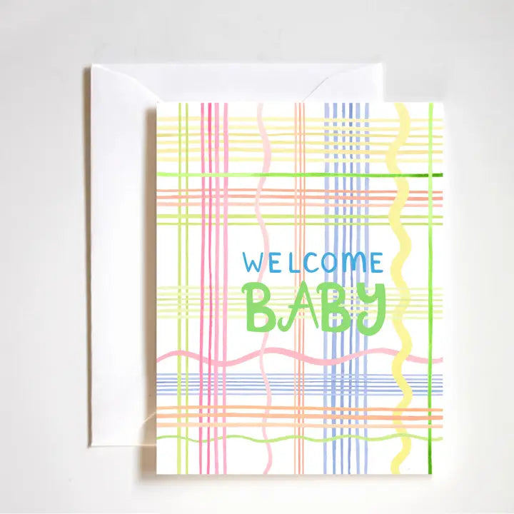 Welcome Baby Plaid Card
