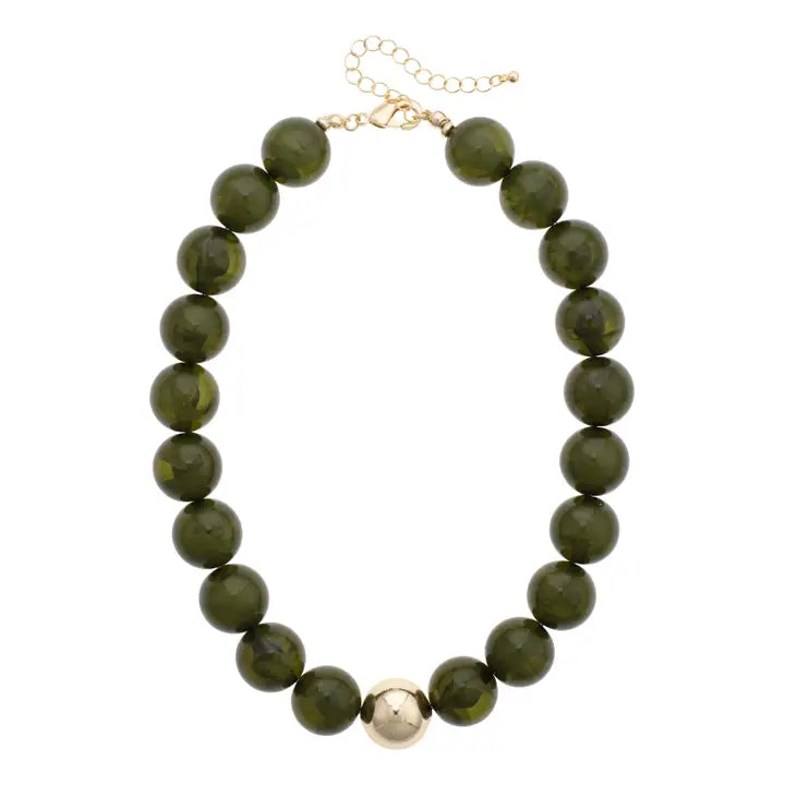 Dark Green Beaded Necklace