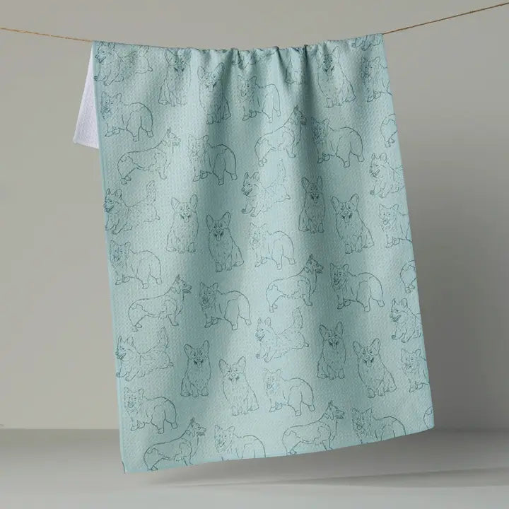 Corgi Pups Tea Towel