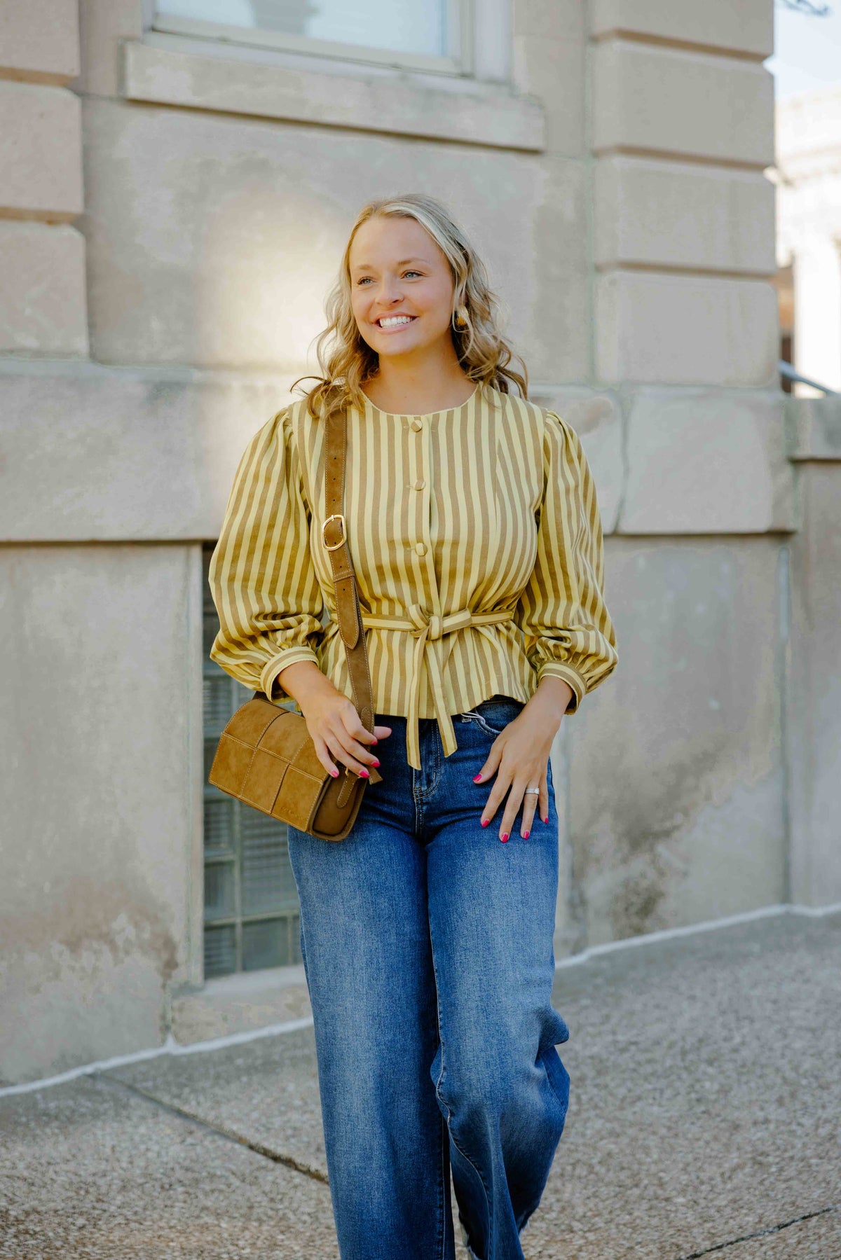 Benica Striped Peplum Top