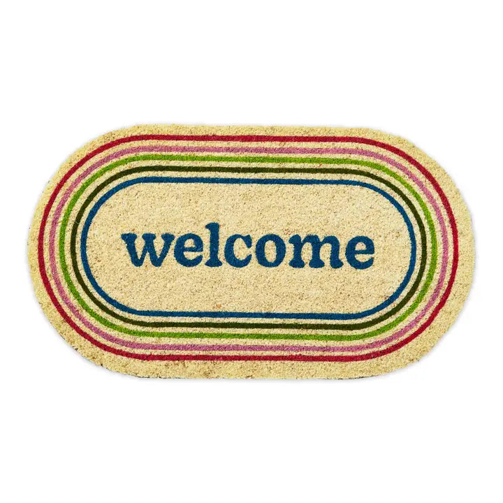 Welcome Rainbow Oval Mat