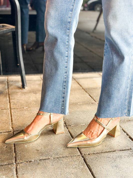 Gold Chunky Pointed Heel
