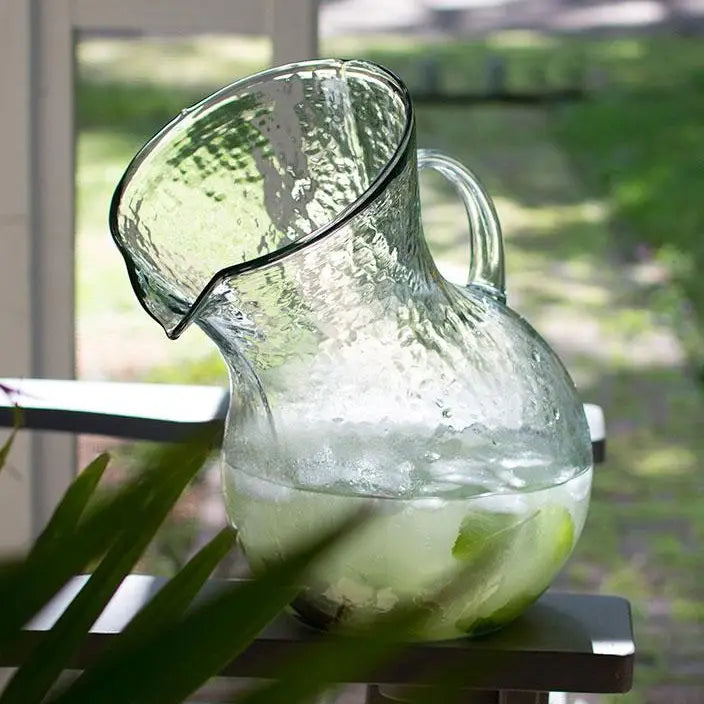 Large Glass Tilted Pitcher