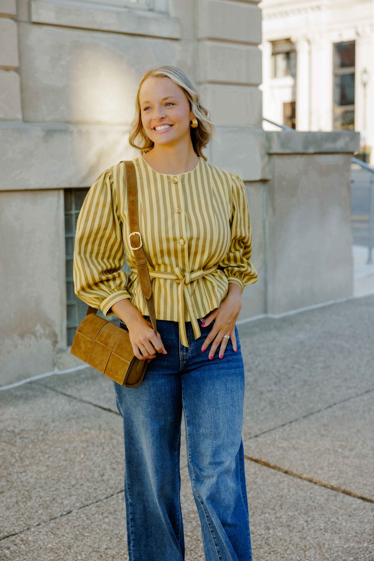 Benica Striped Peplum Top