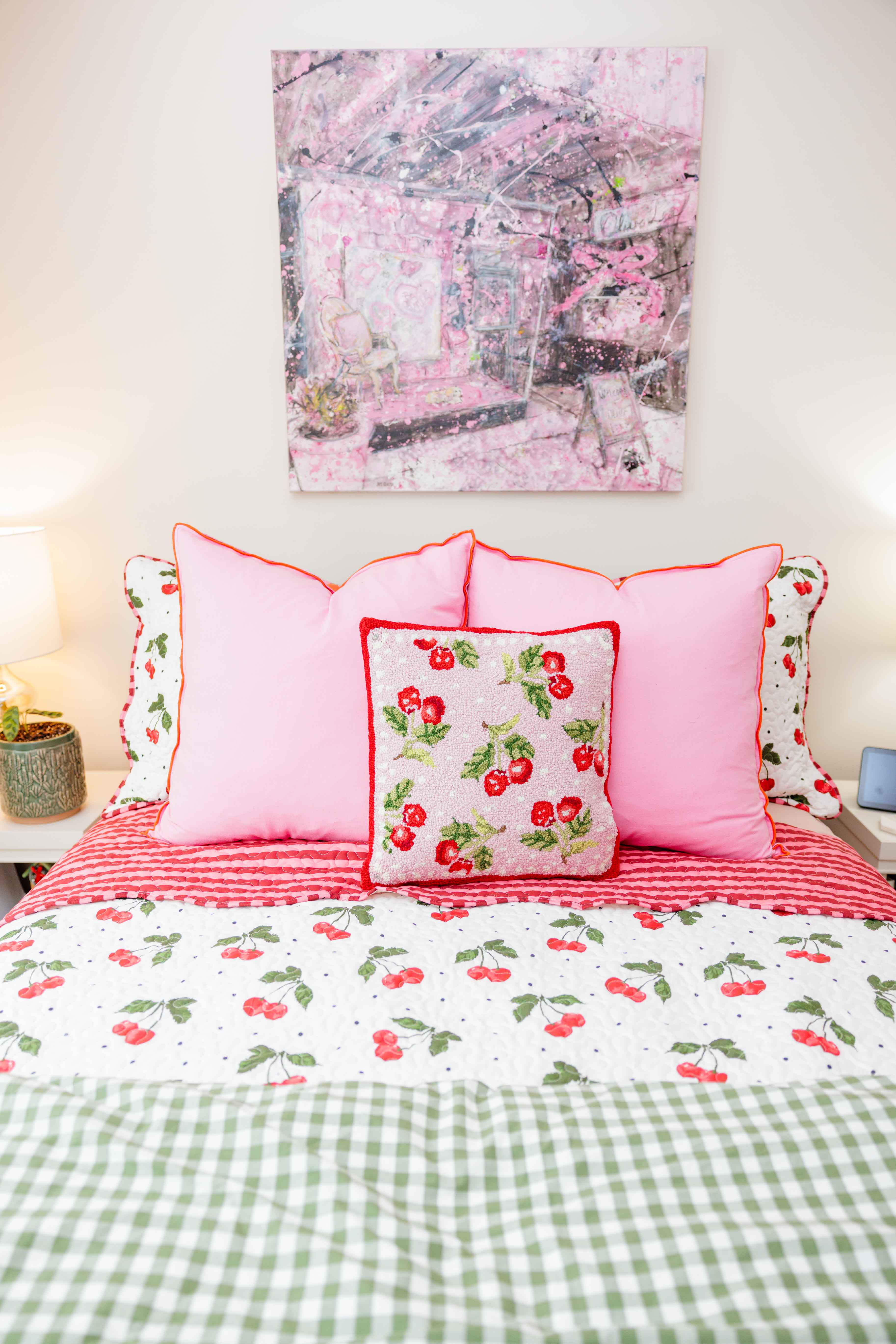 Pink Sweet Cherry Hook Pillow