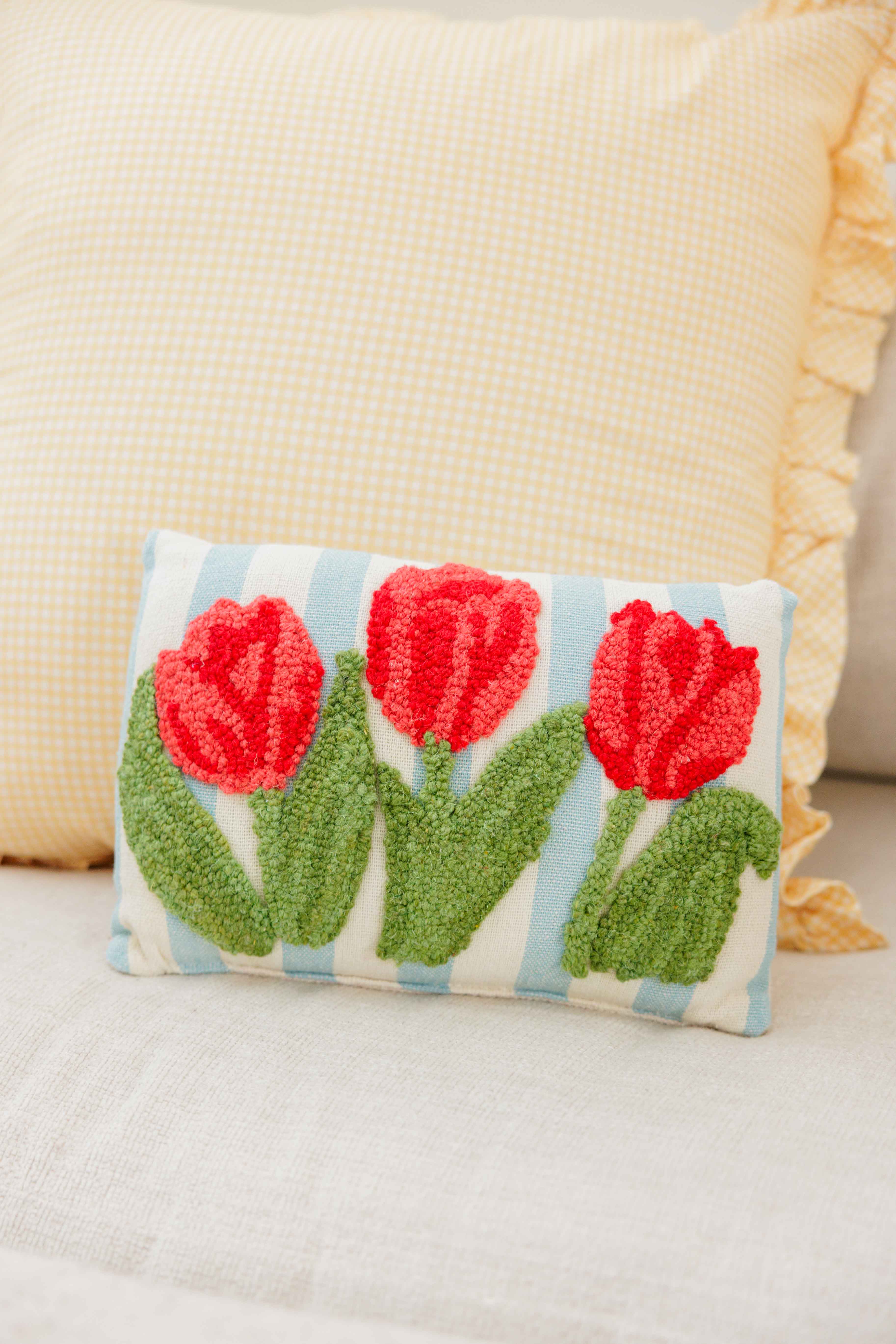 Stripe Tulips Hook Pillow