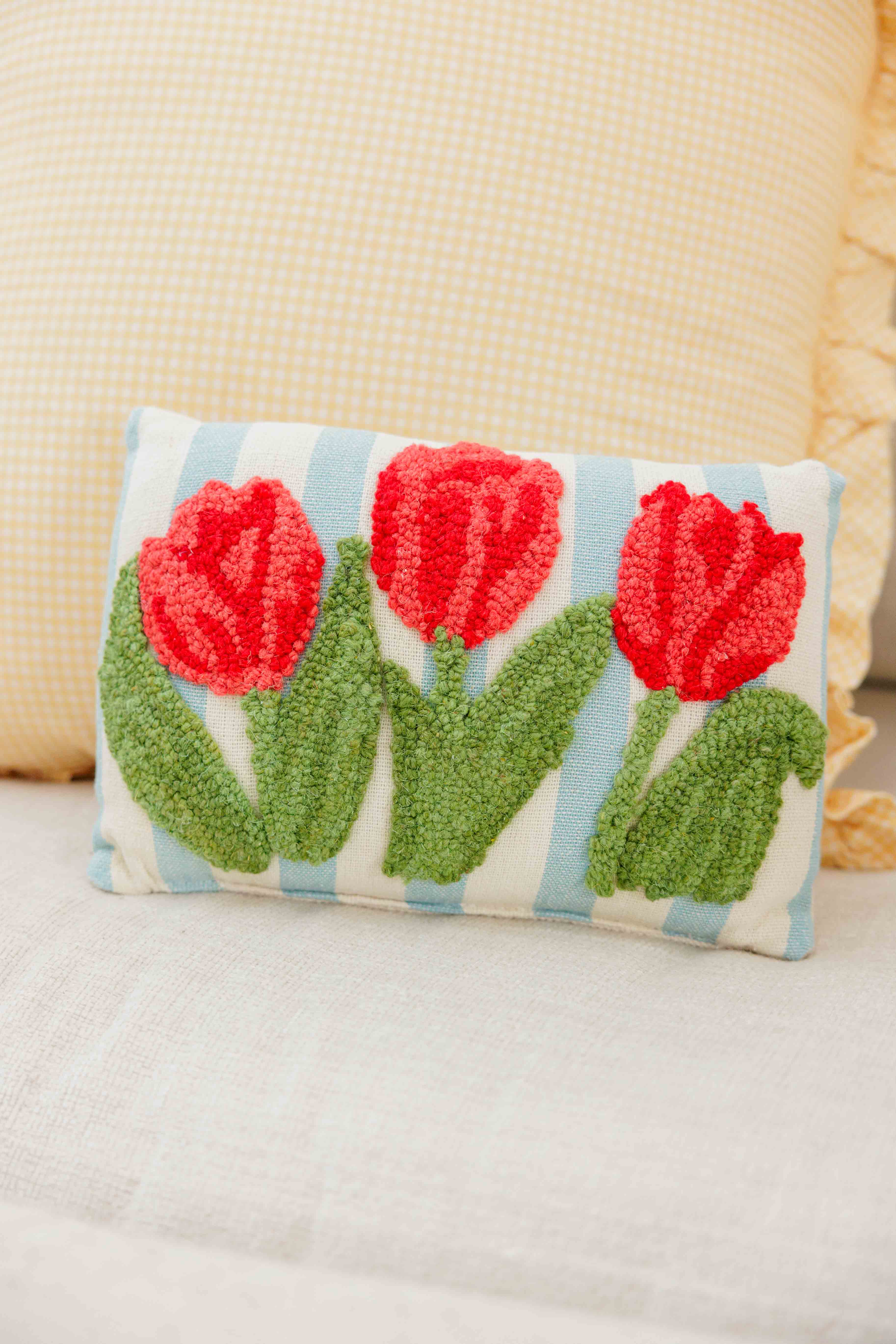 Stripe Tulips Hook Pillow