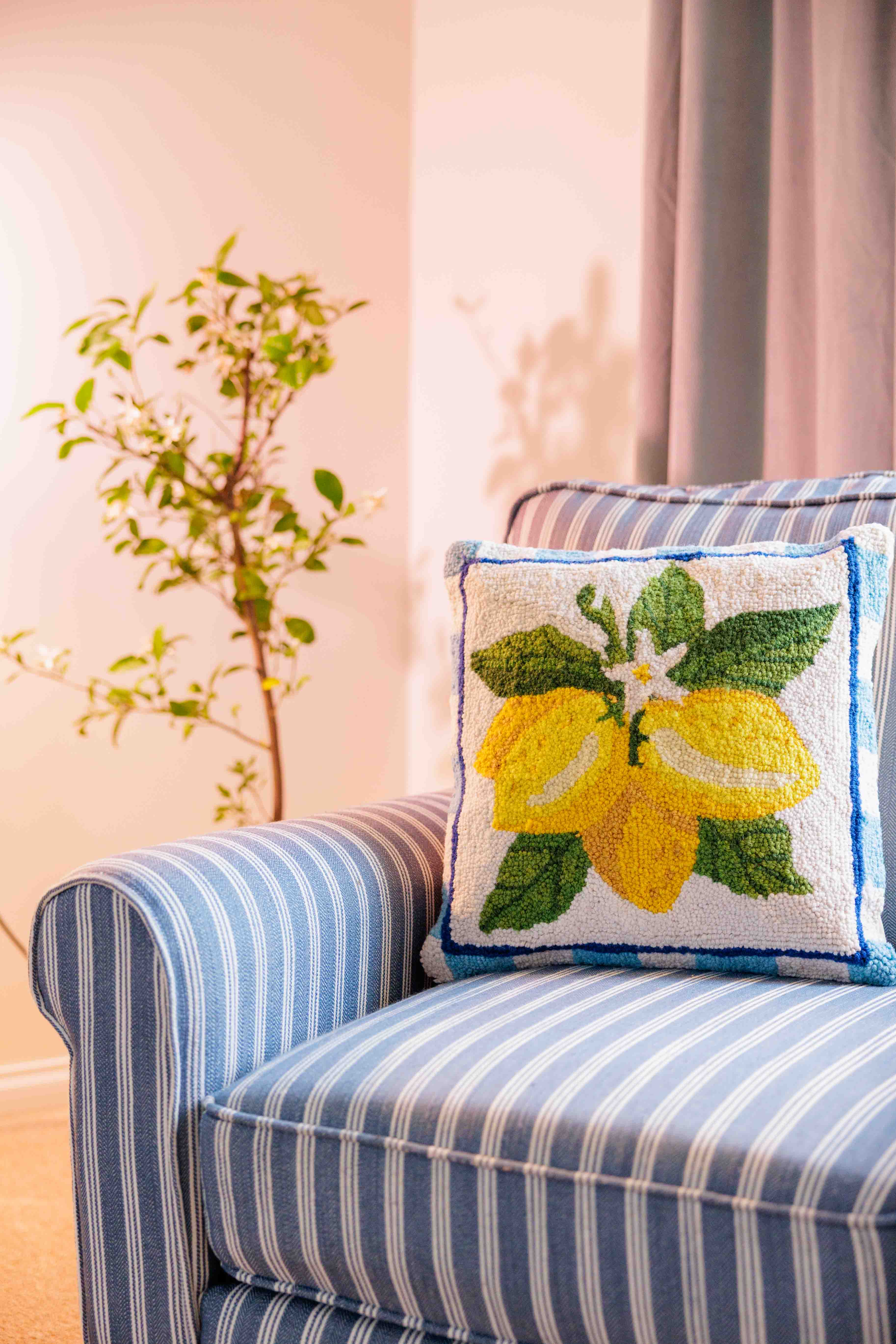 Summer Lemon Bunch Hook Pillow