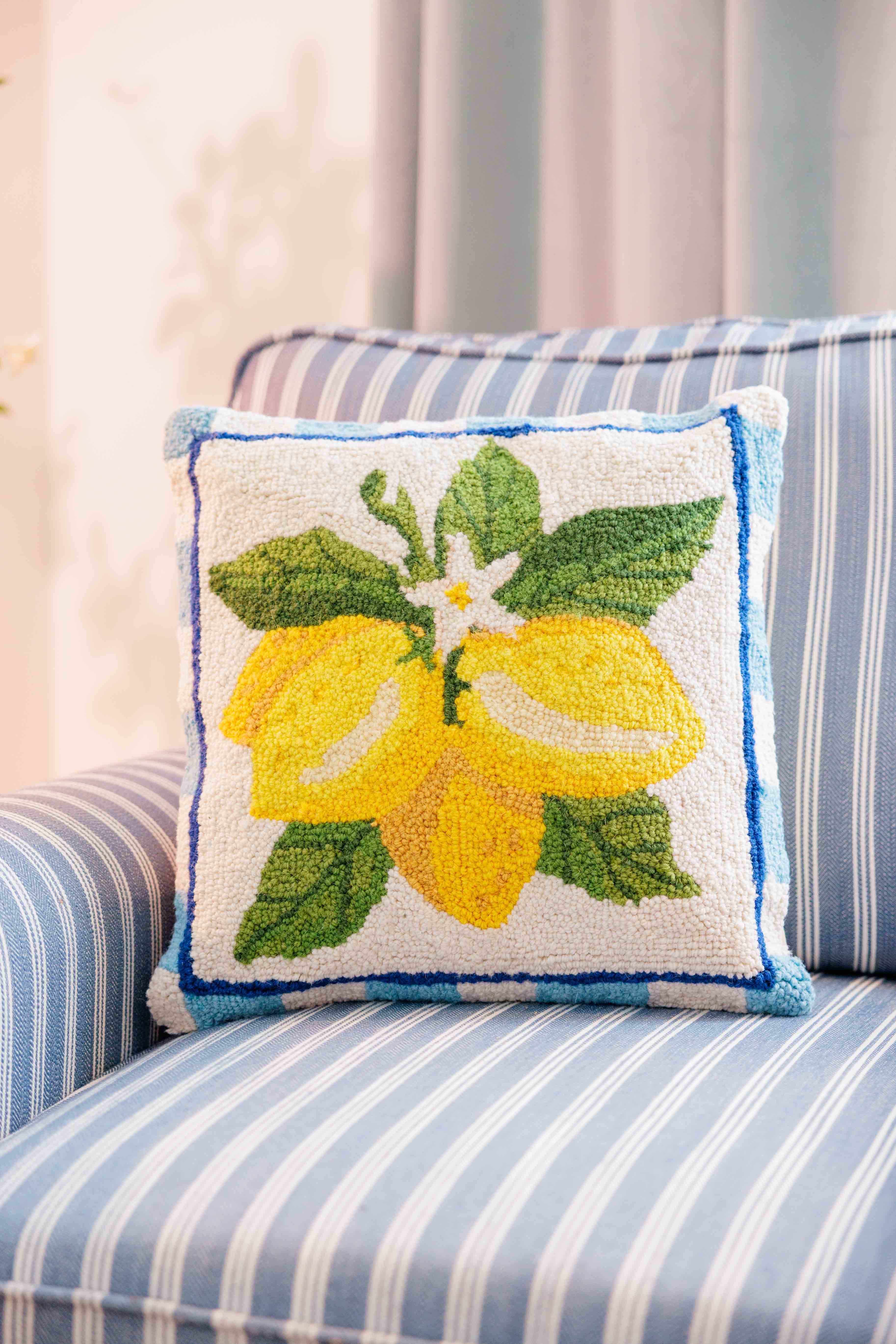Summer Lemon Bunch Hook Pillow