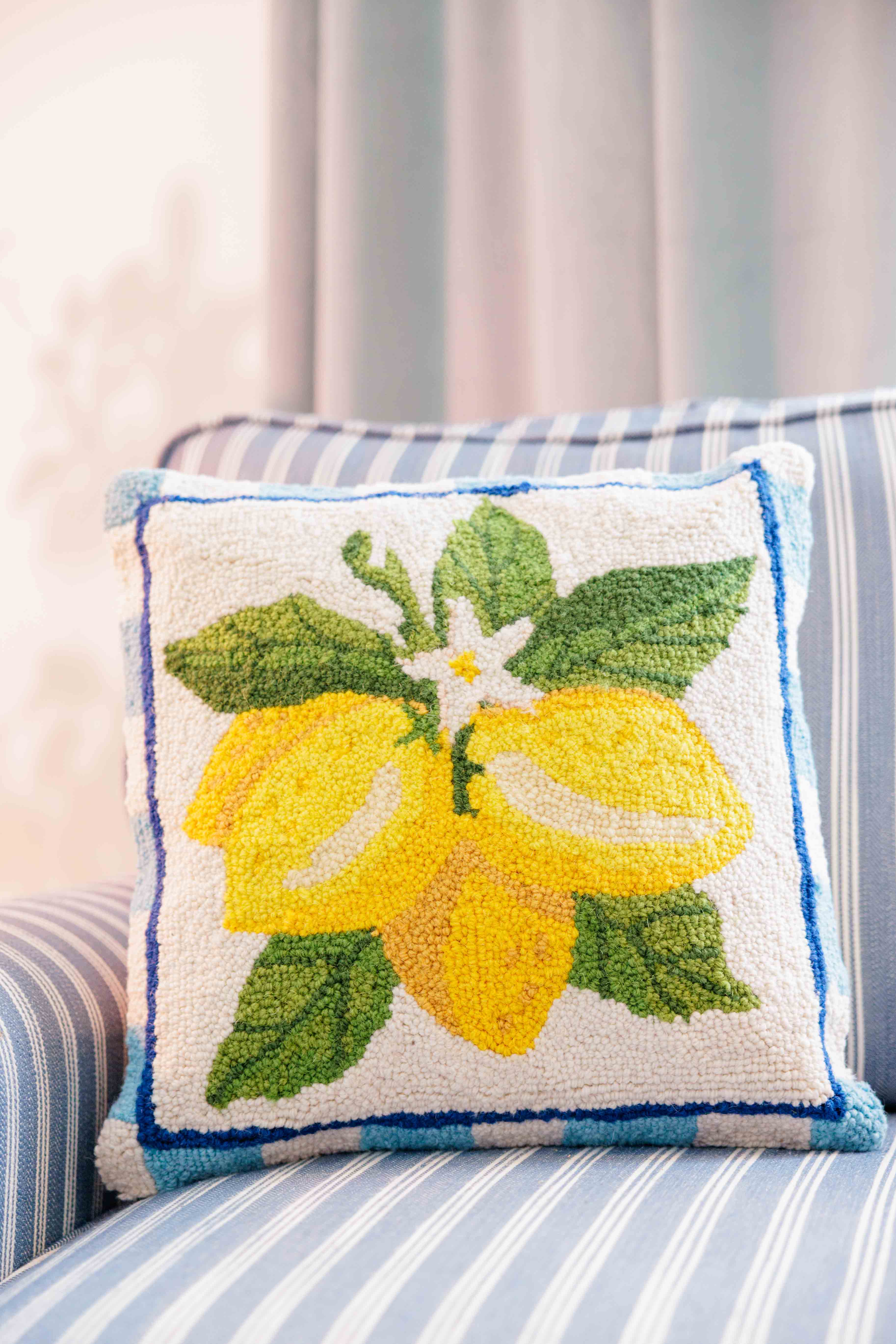 Summer Lemon Bunch Hook Pillow