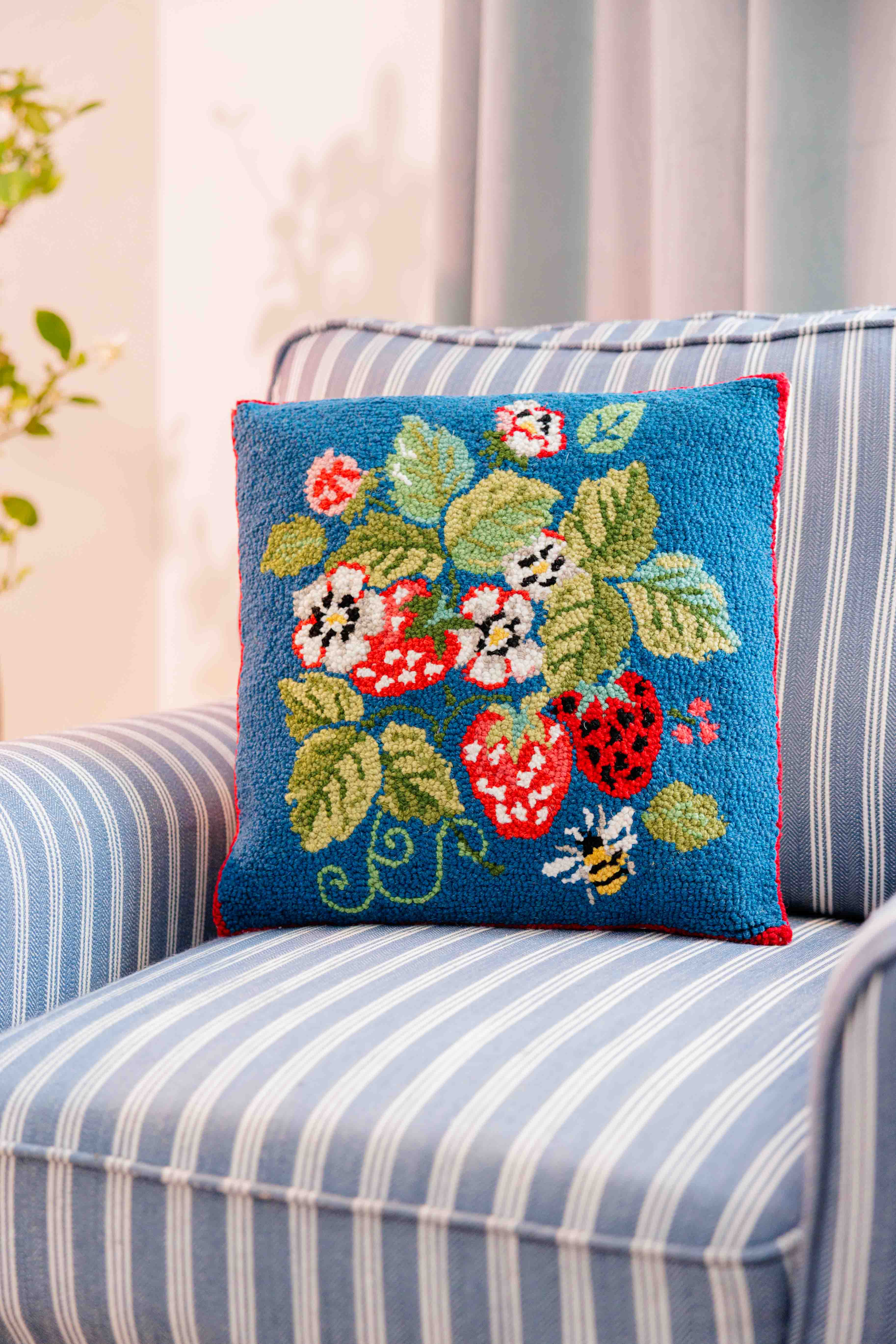 Vintage Strawberries Hook Pillow