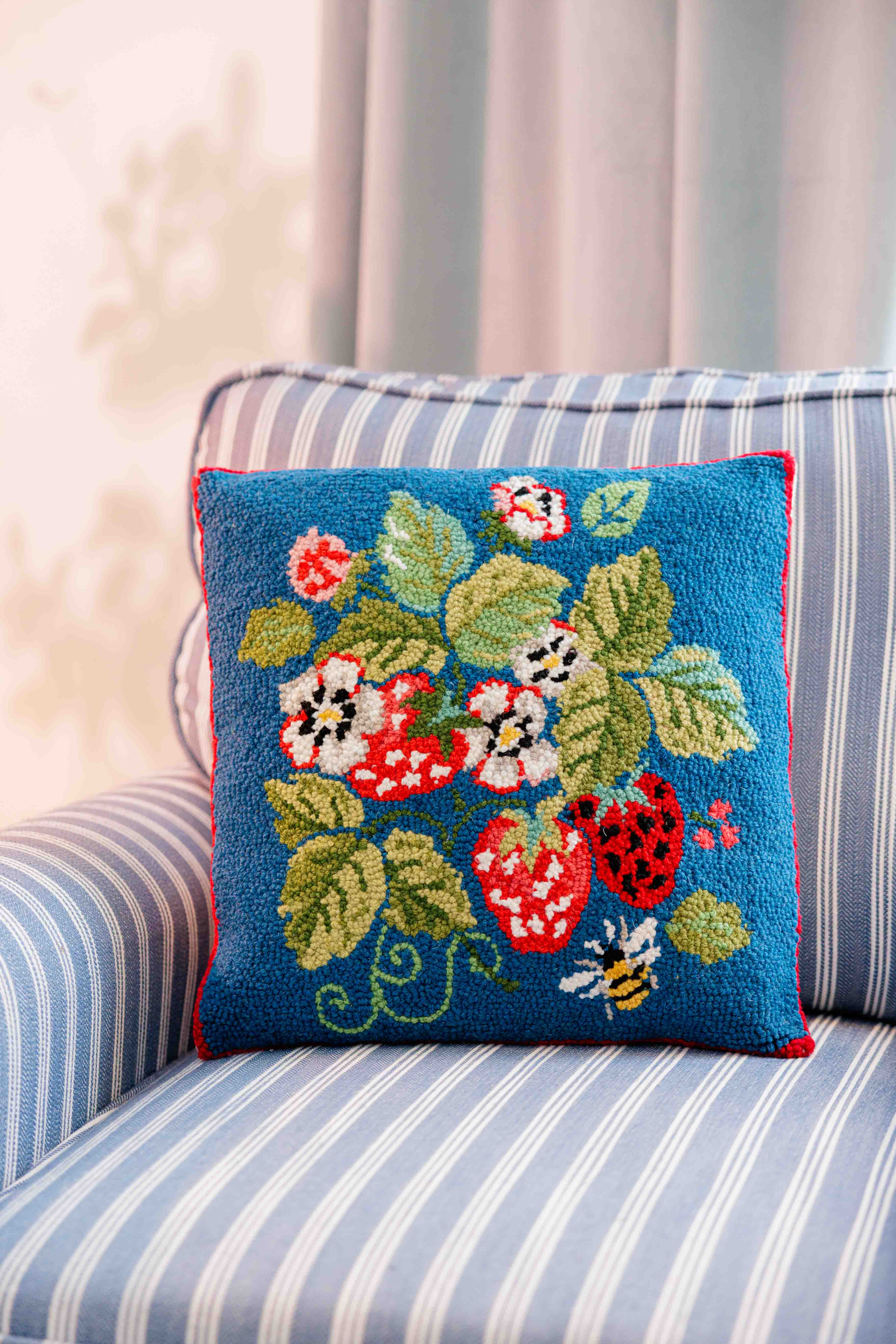 Vintage Strawberries Hook Pillow