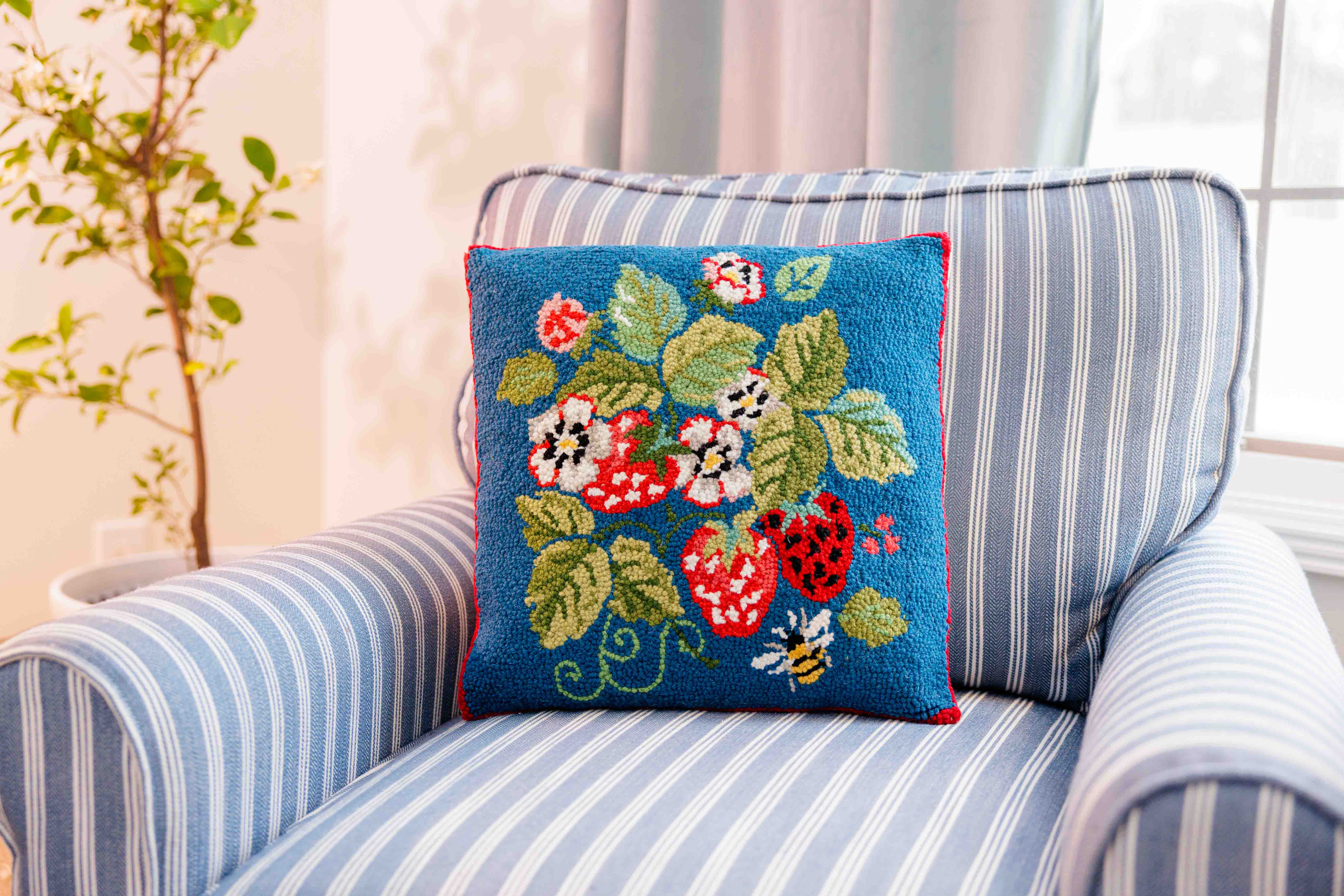 Vintage Strawberries Hook Pillow