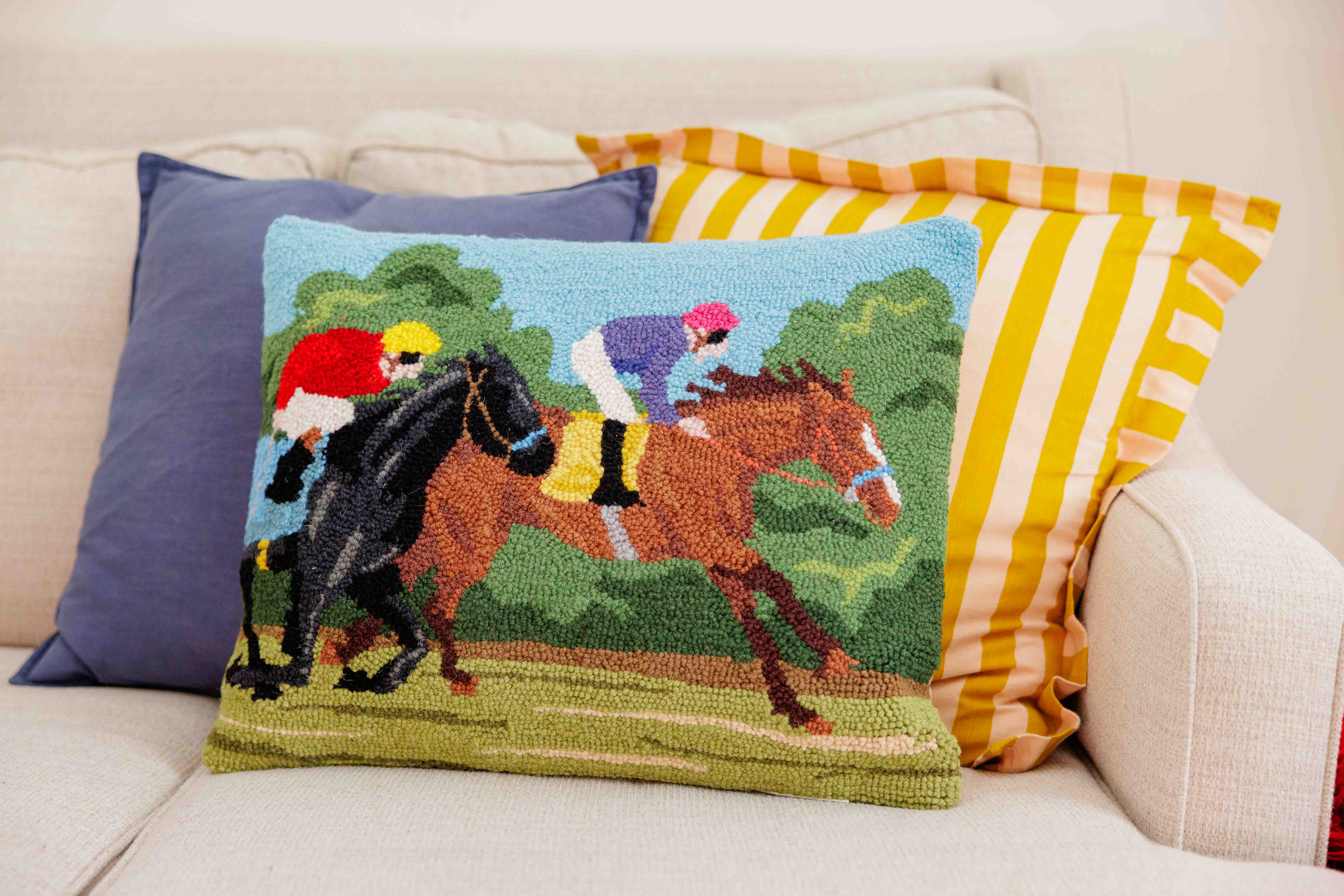 Two Racing Horses Hook Pillow
