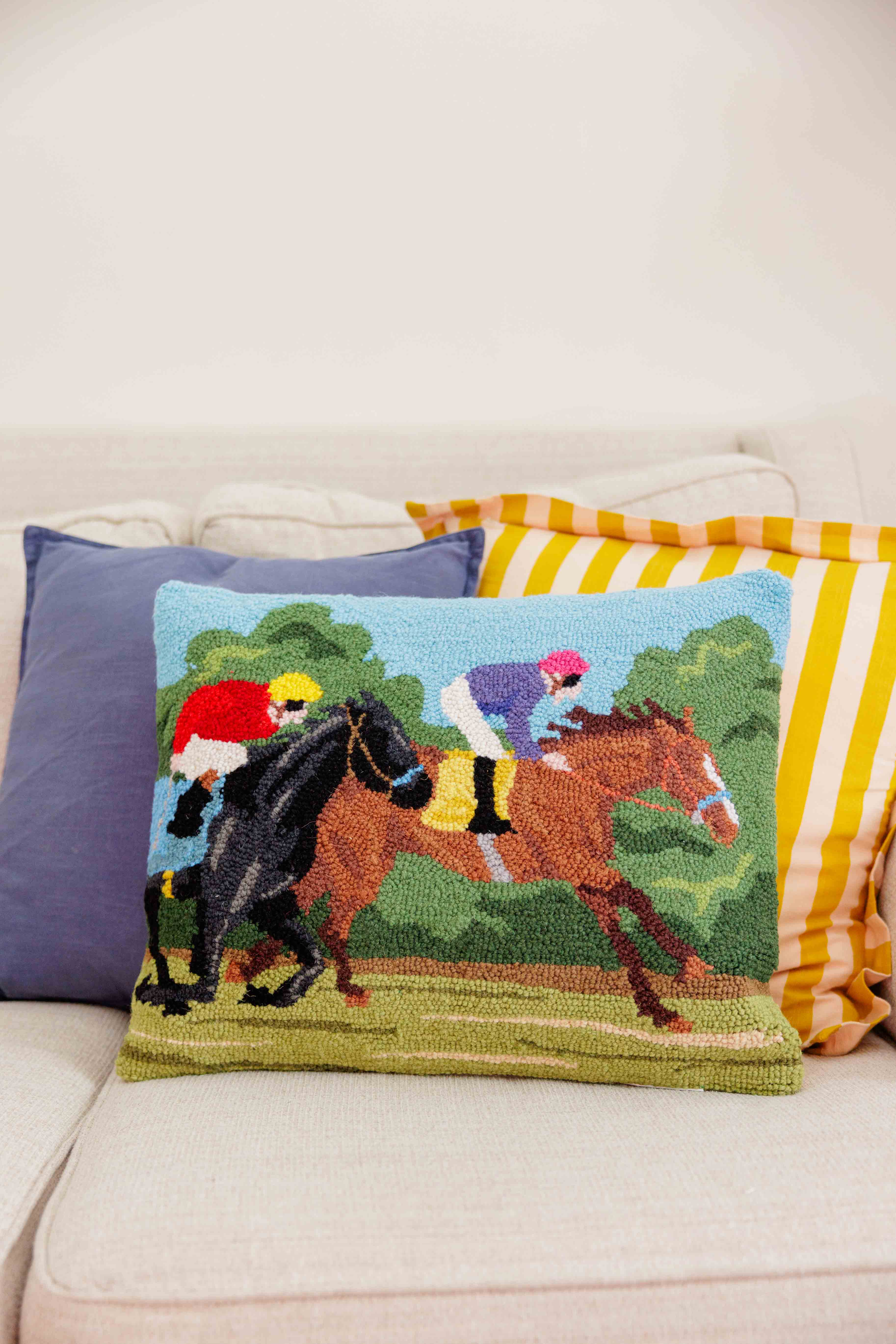 Two Racing Horses Hook Pillow