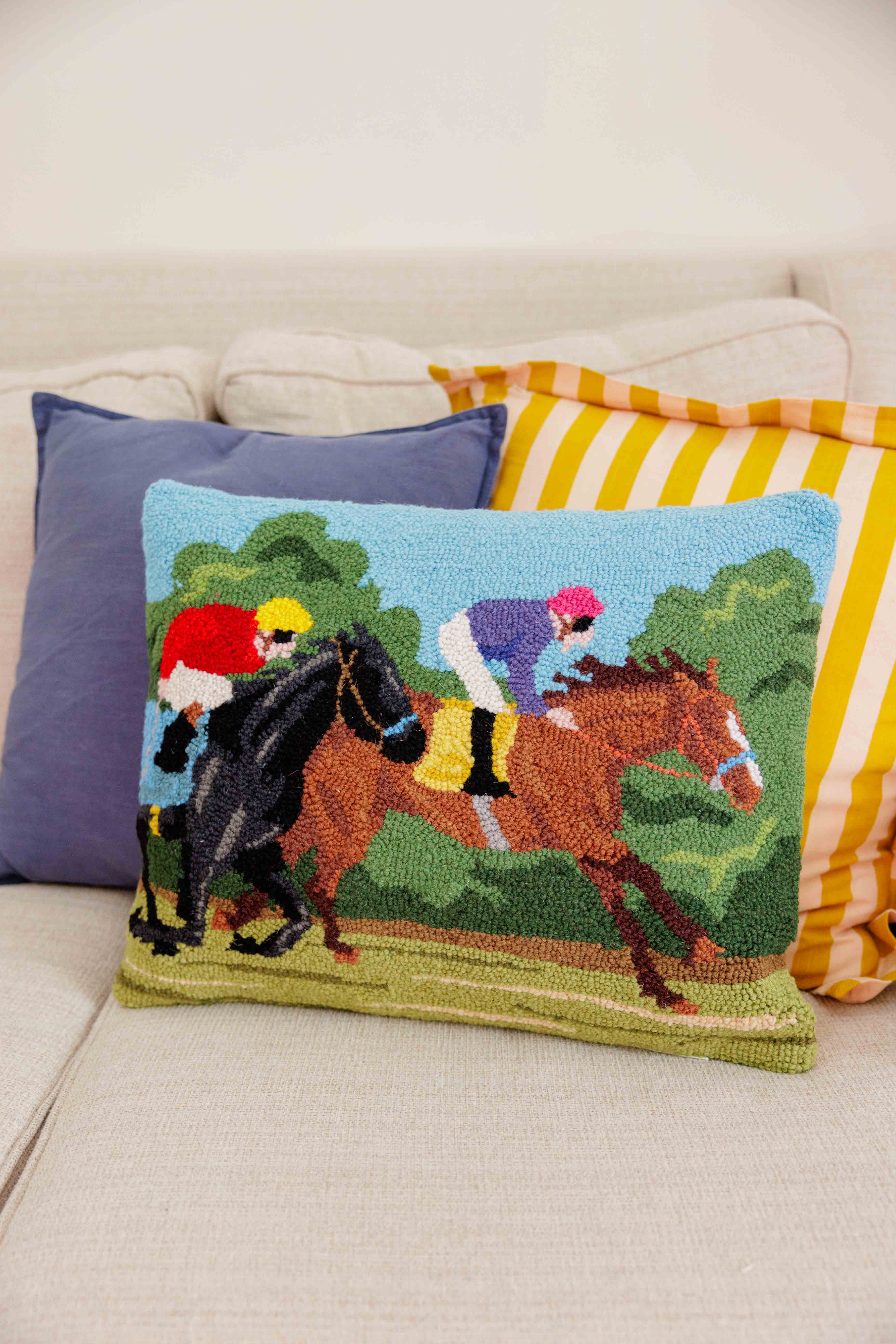Two Racing Horses Hook Pillow