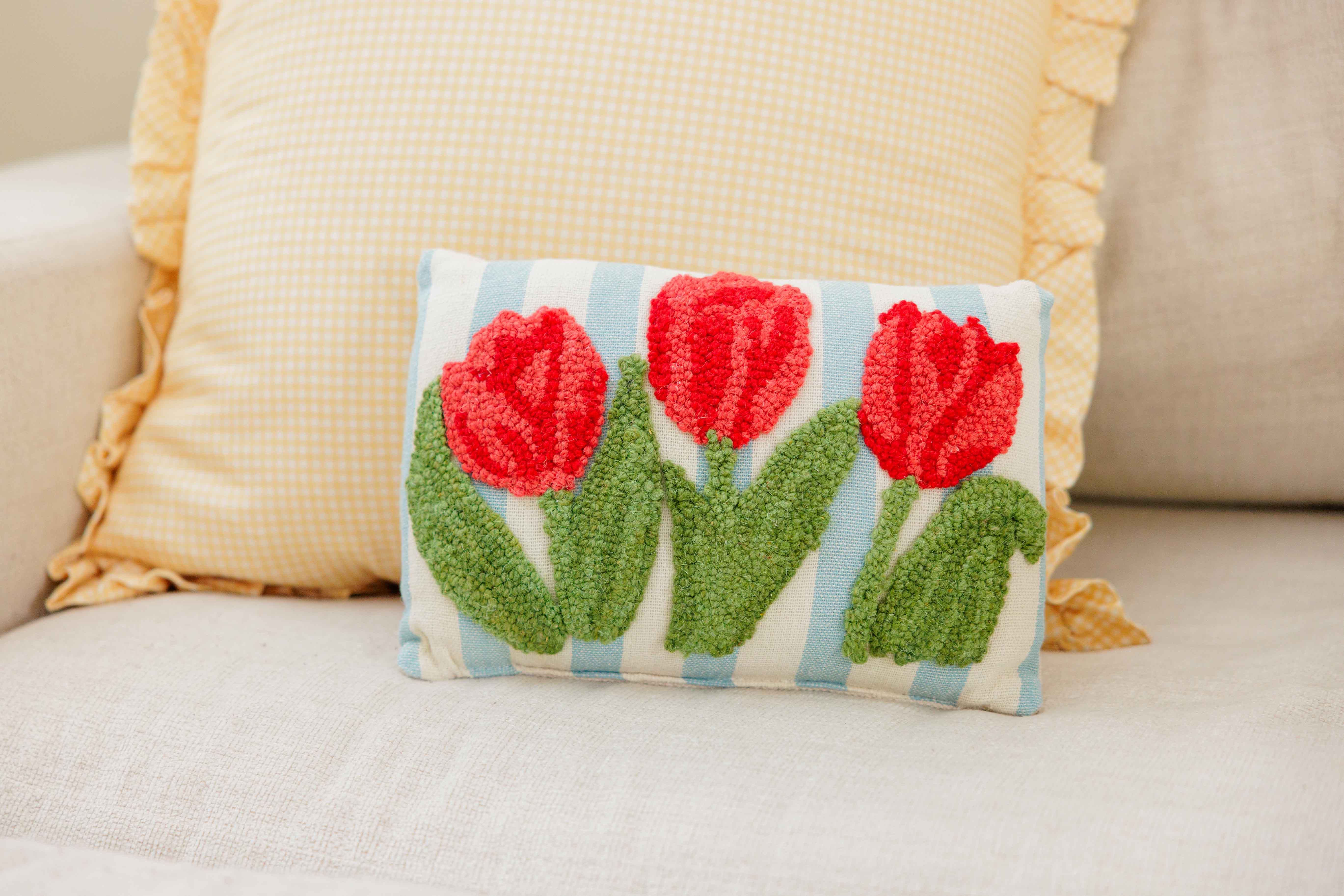 Stripe Tulips Hook Pillow