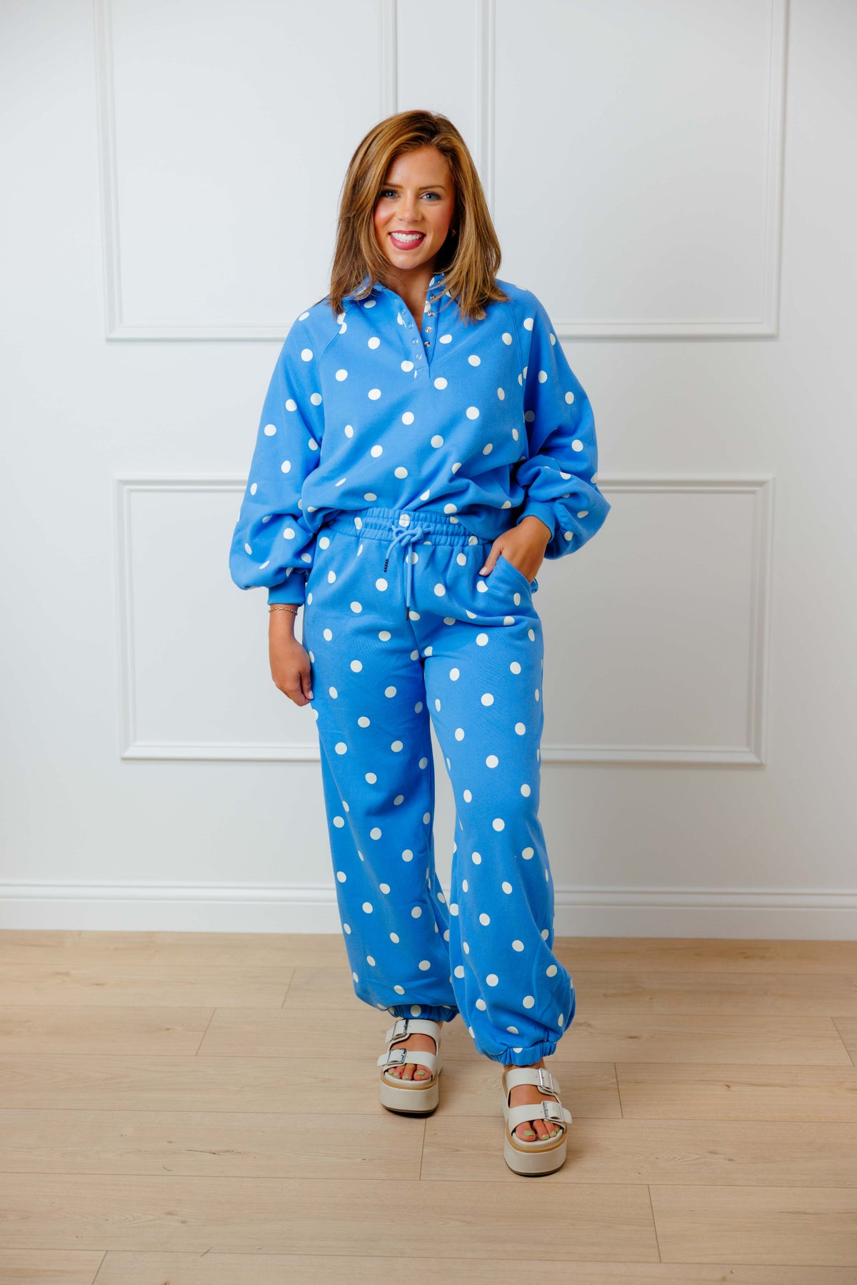 Blue Dot Pullover Set