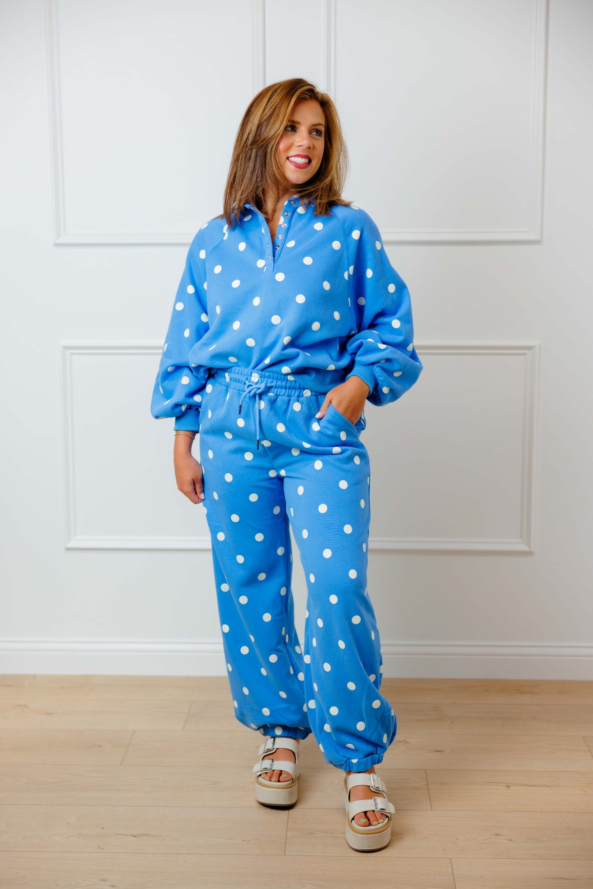Blue Dot Pullover Set