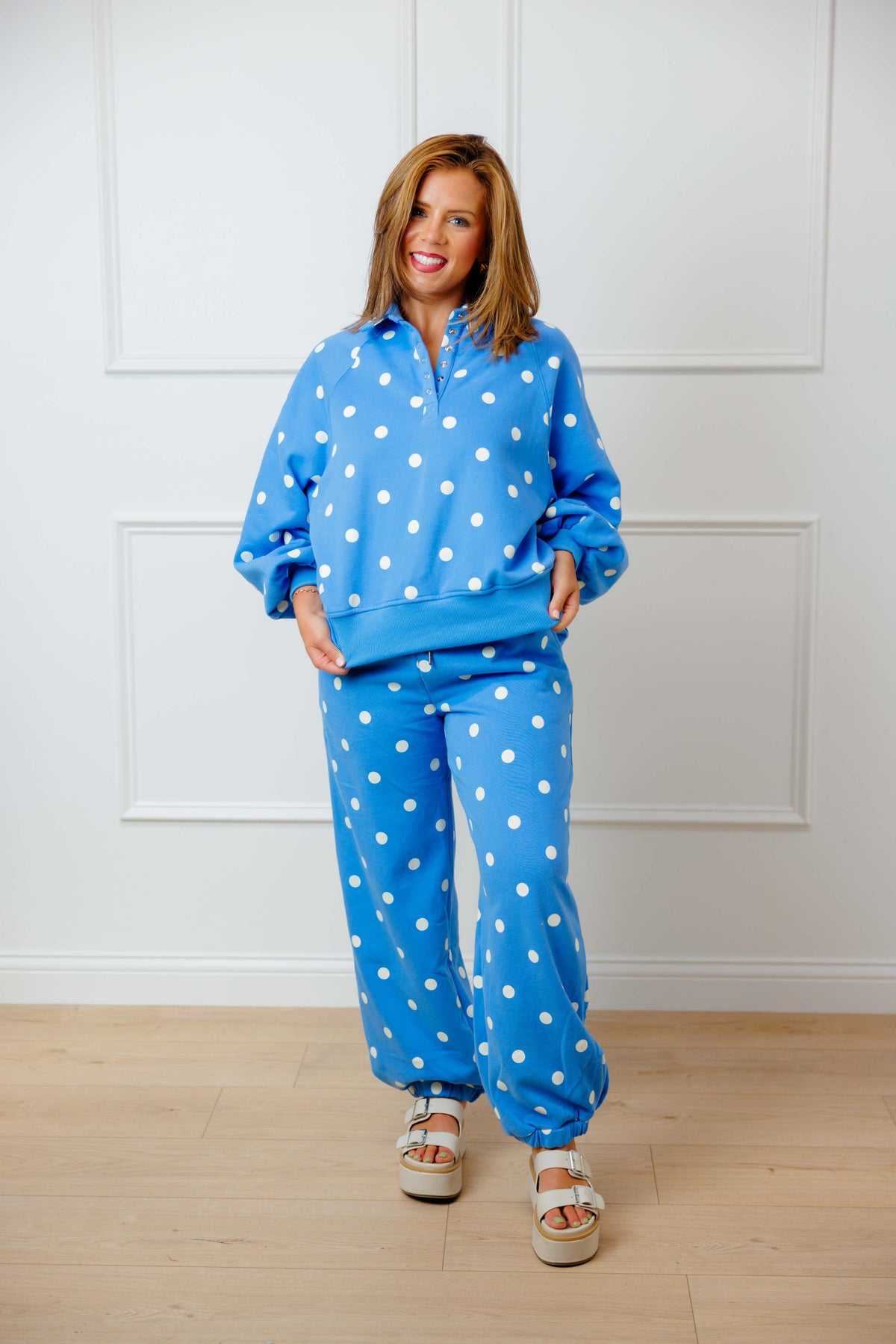 Blue Dot Pullover Set