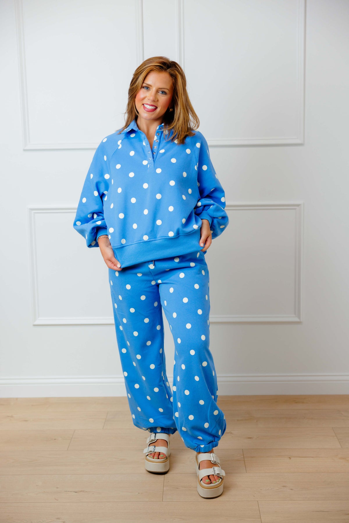 Blue Dot Pullover Set