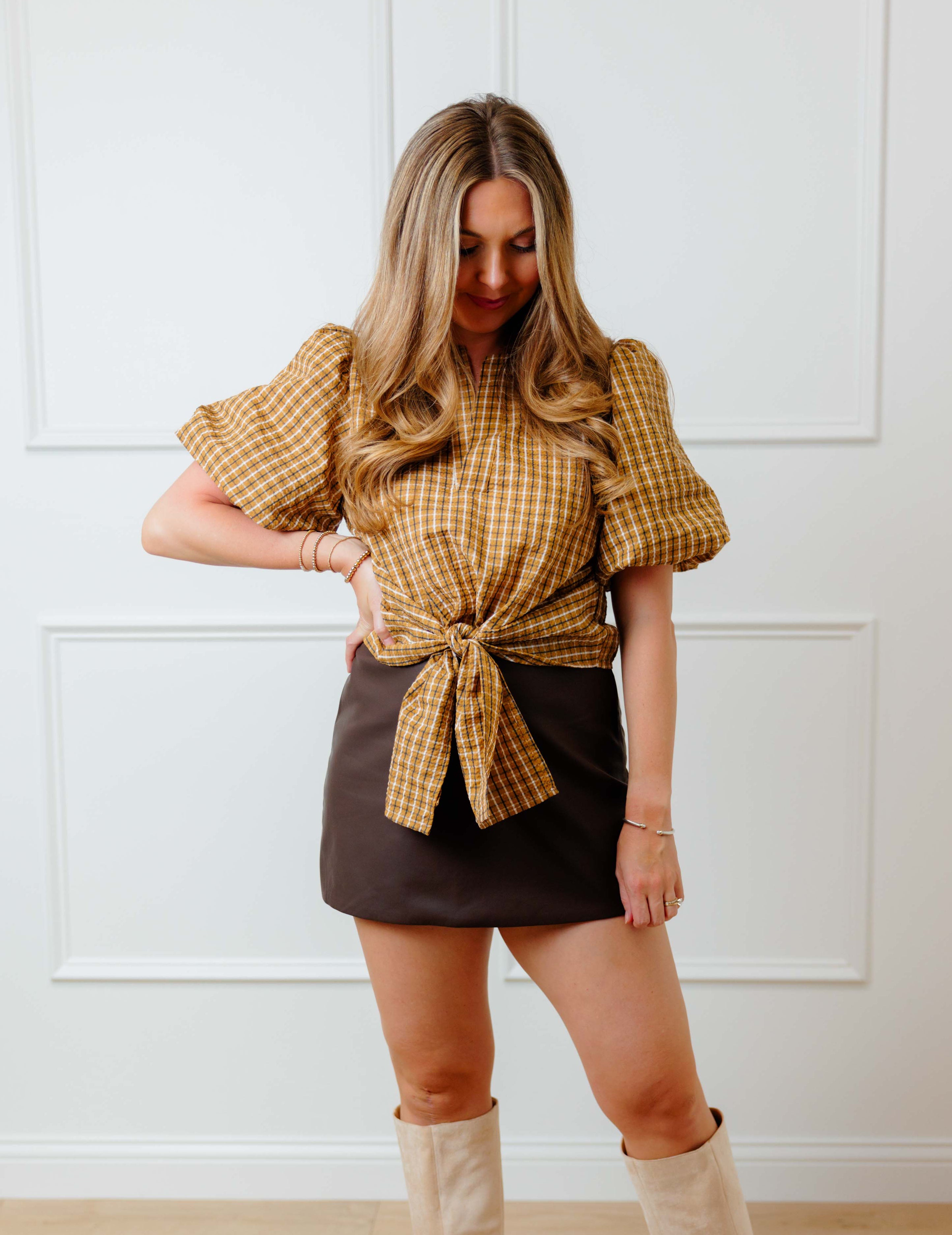 Amber Plaid Top