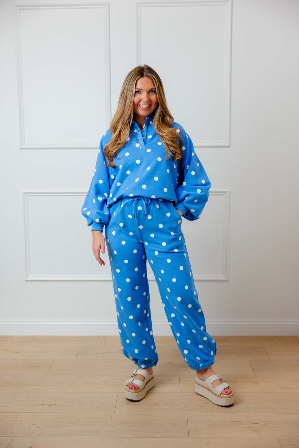 Blue Dot Pullover Set