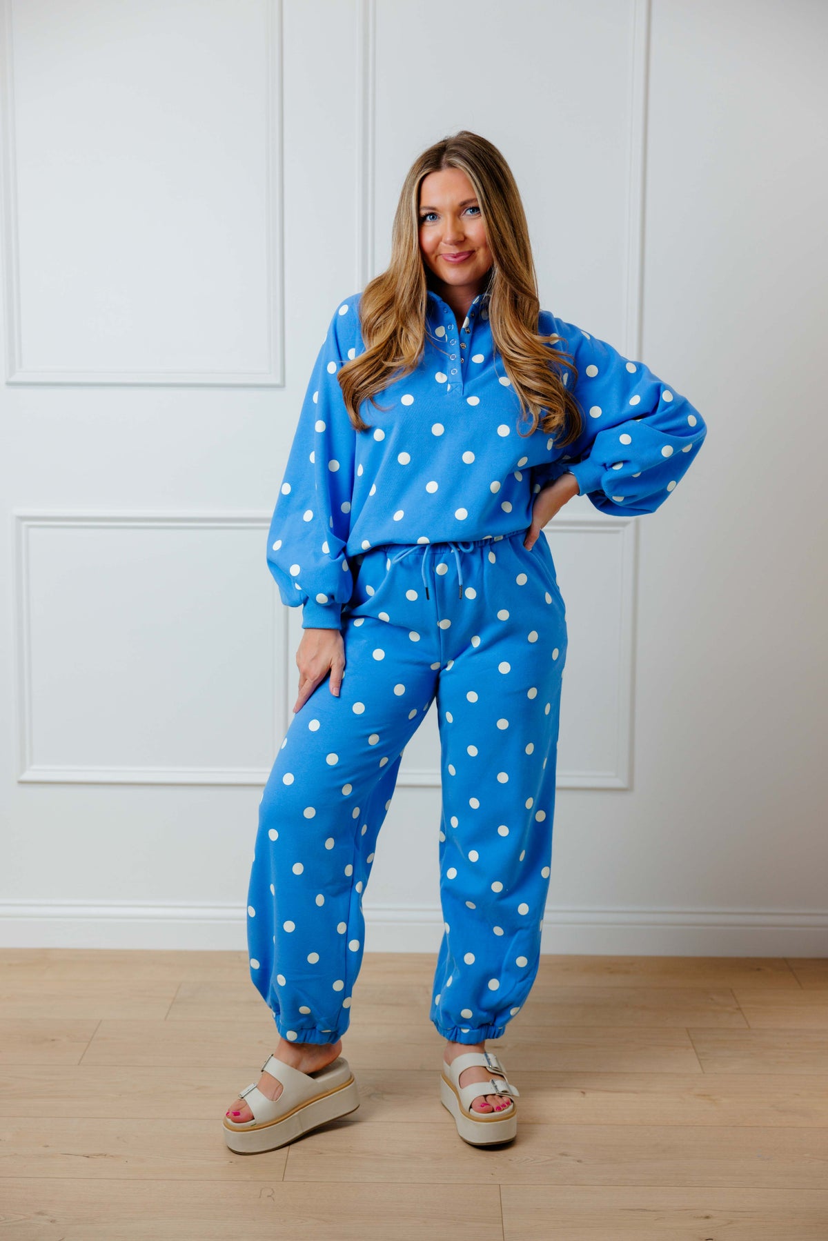Blue Dot Pullover Set
