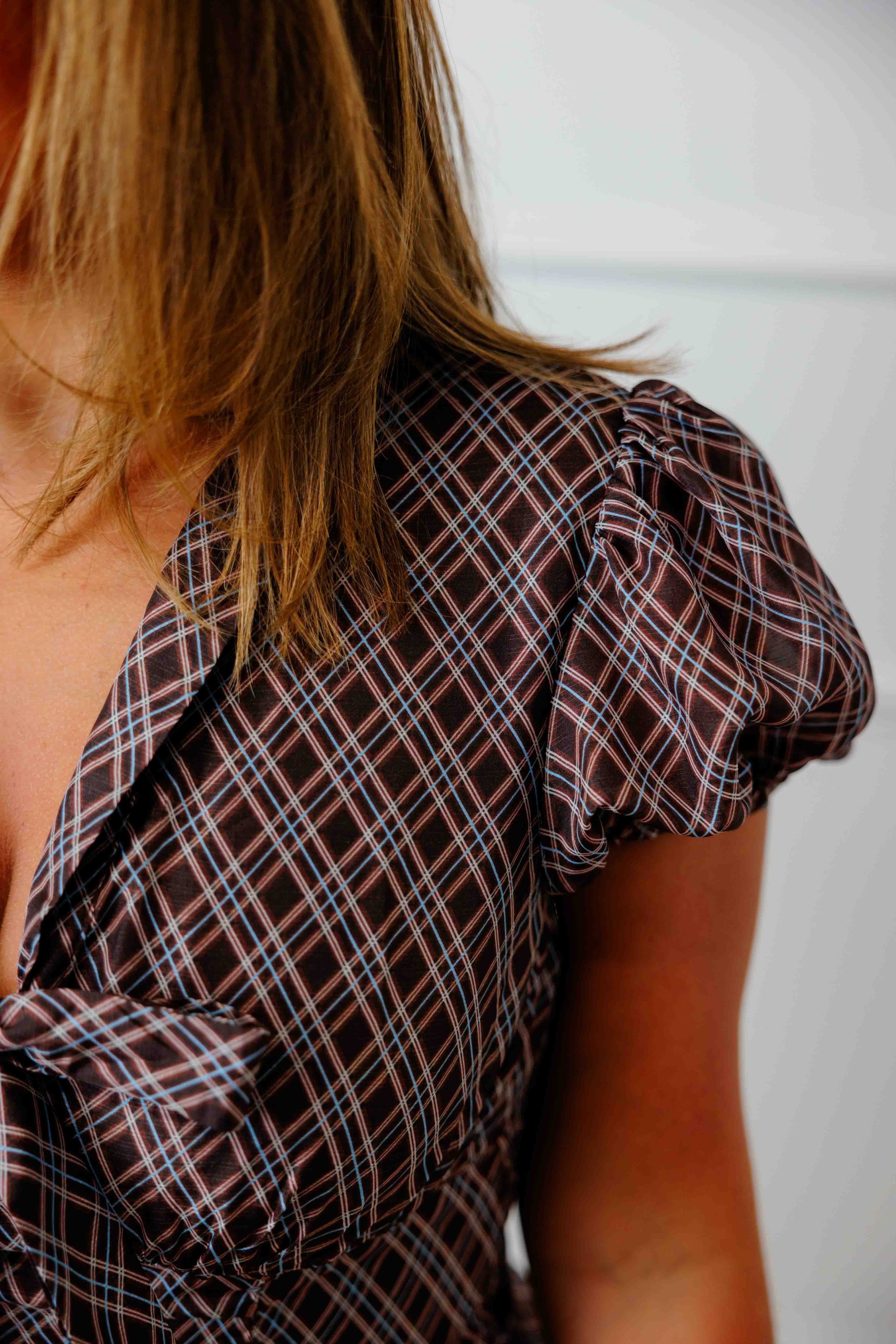 Plaid Tie Midi Dress