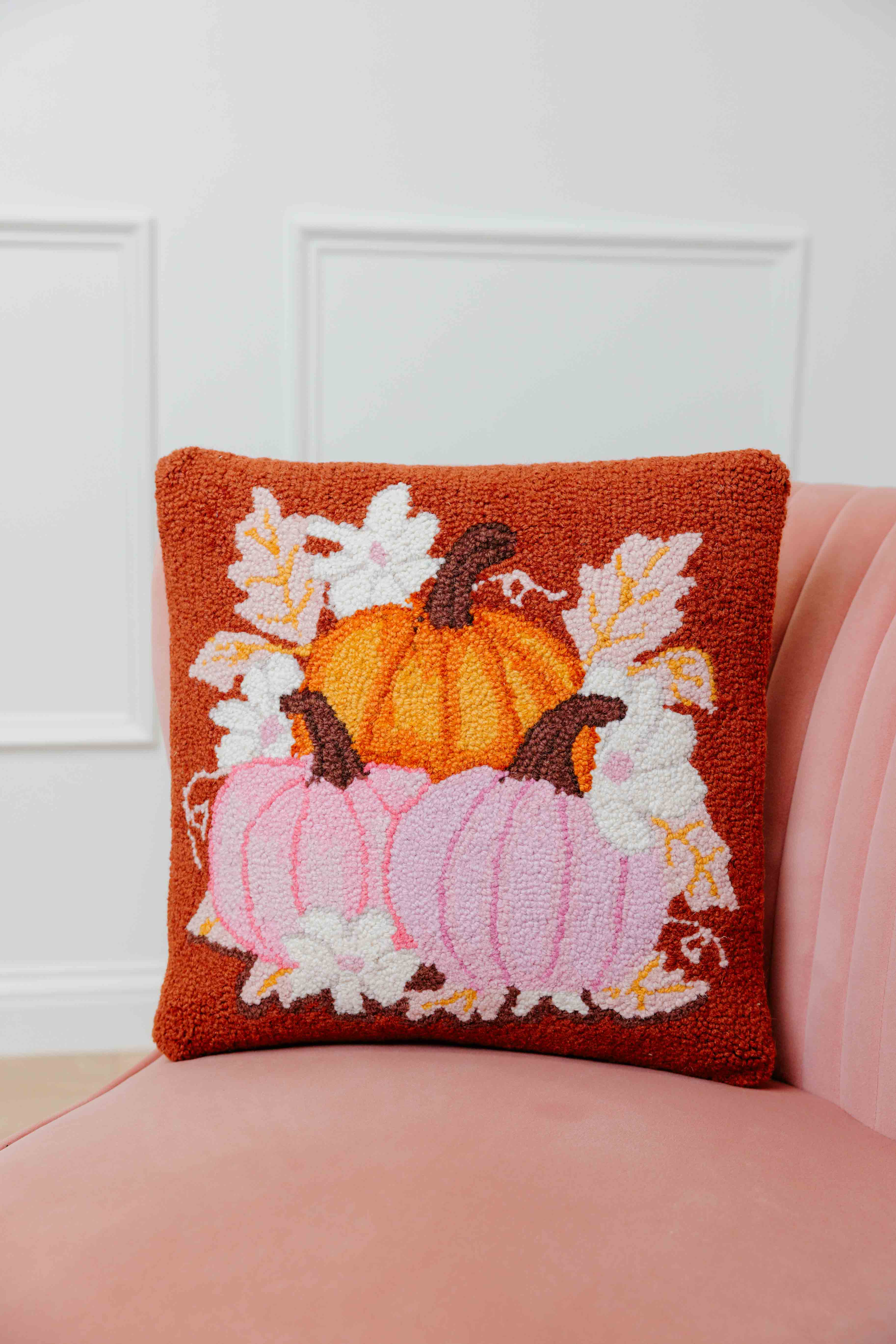 Daises and Pumpkin Trio Hook Pillow