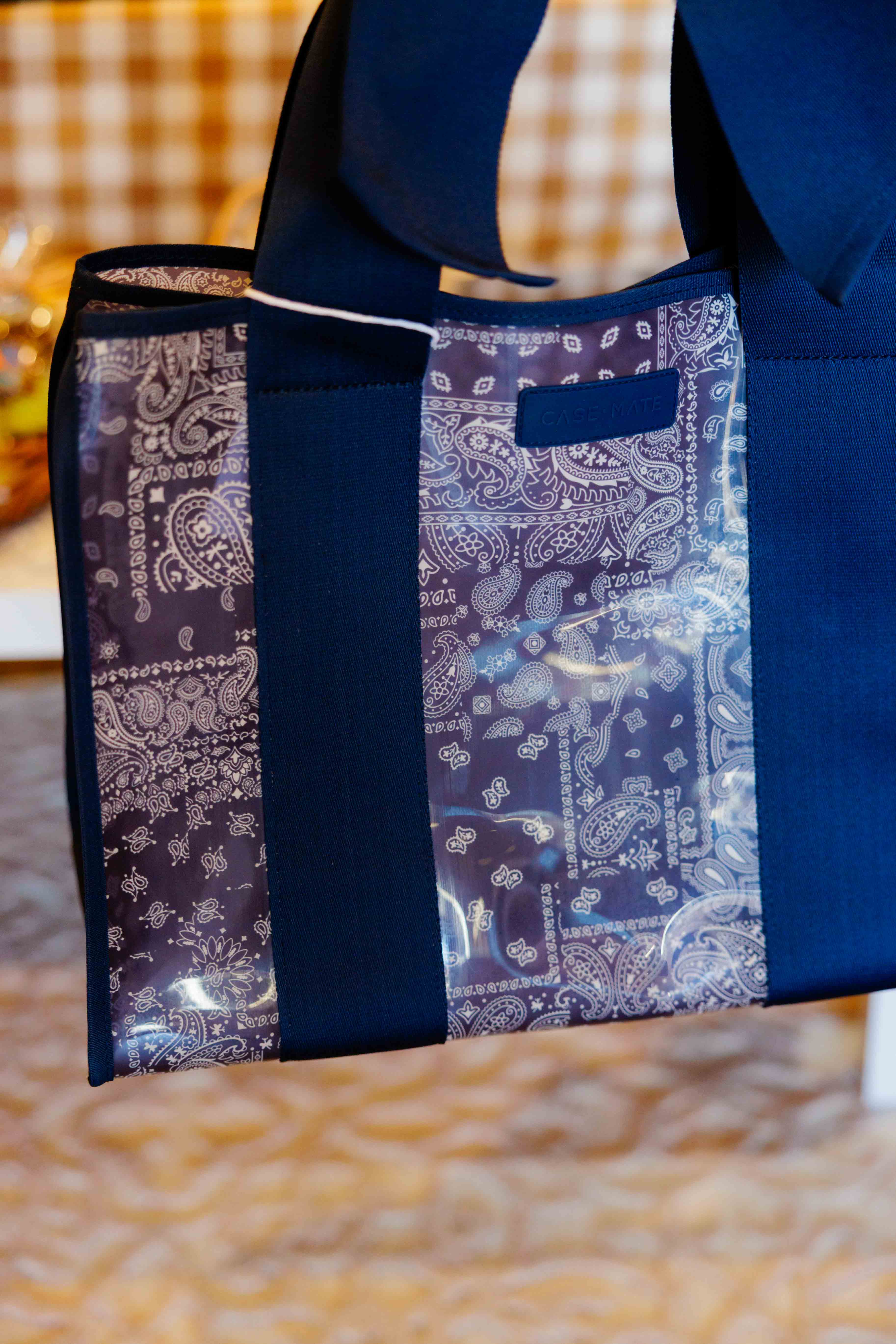Navy Bandana Bow Jelly Tote