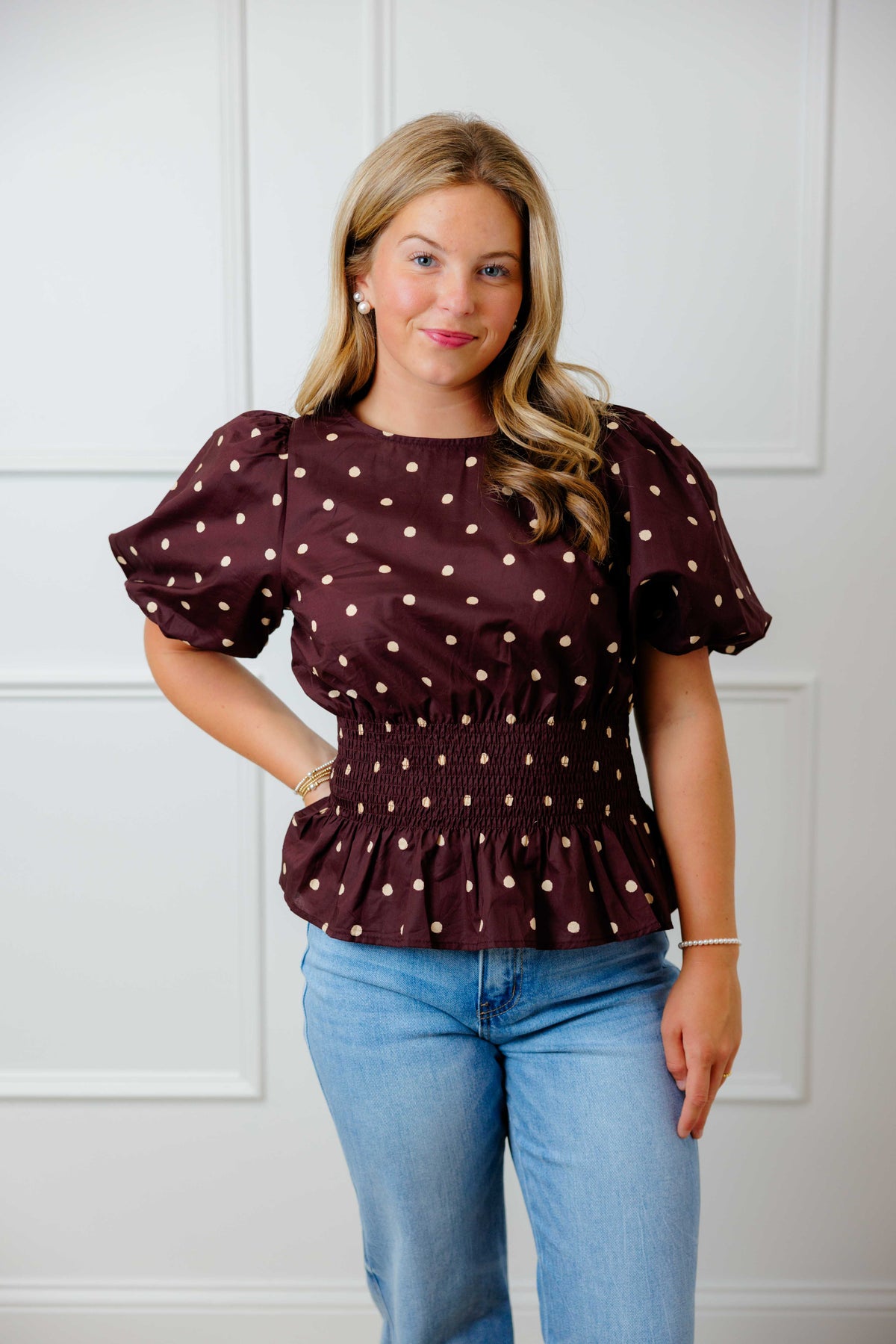 Polka Peplum Top