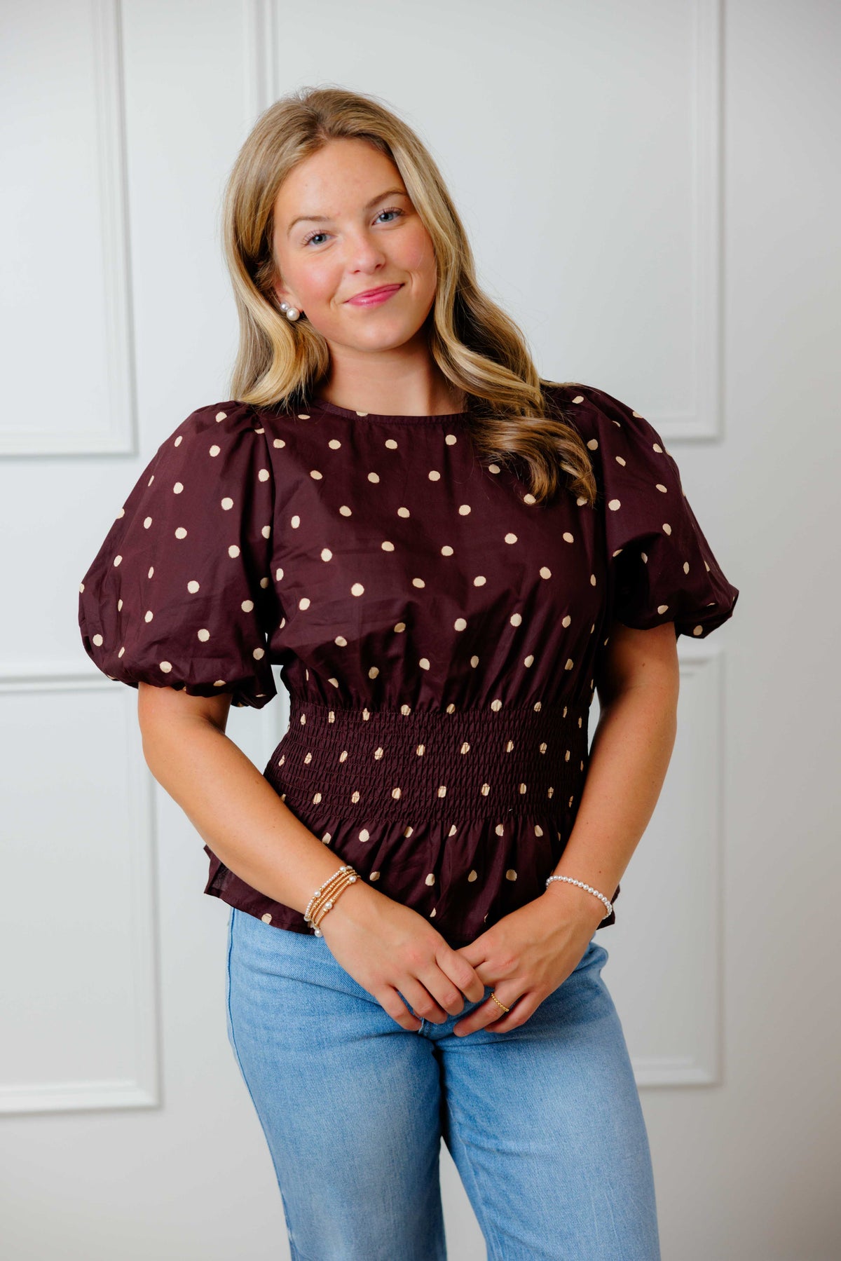 Polka Peplum Top