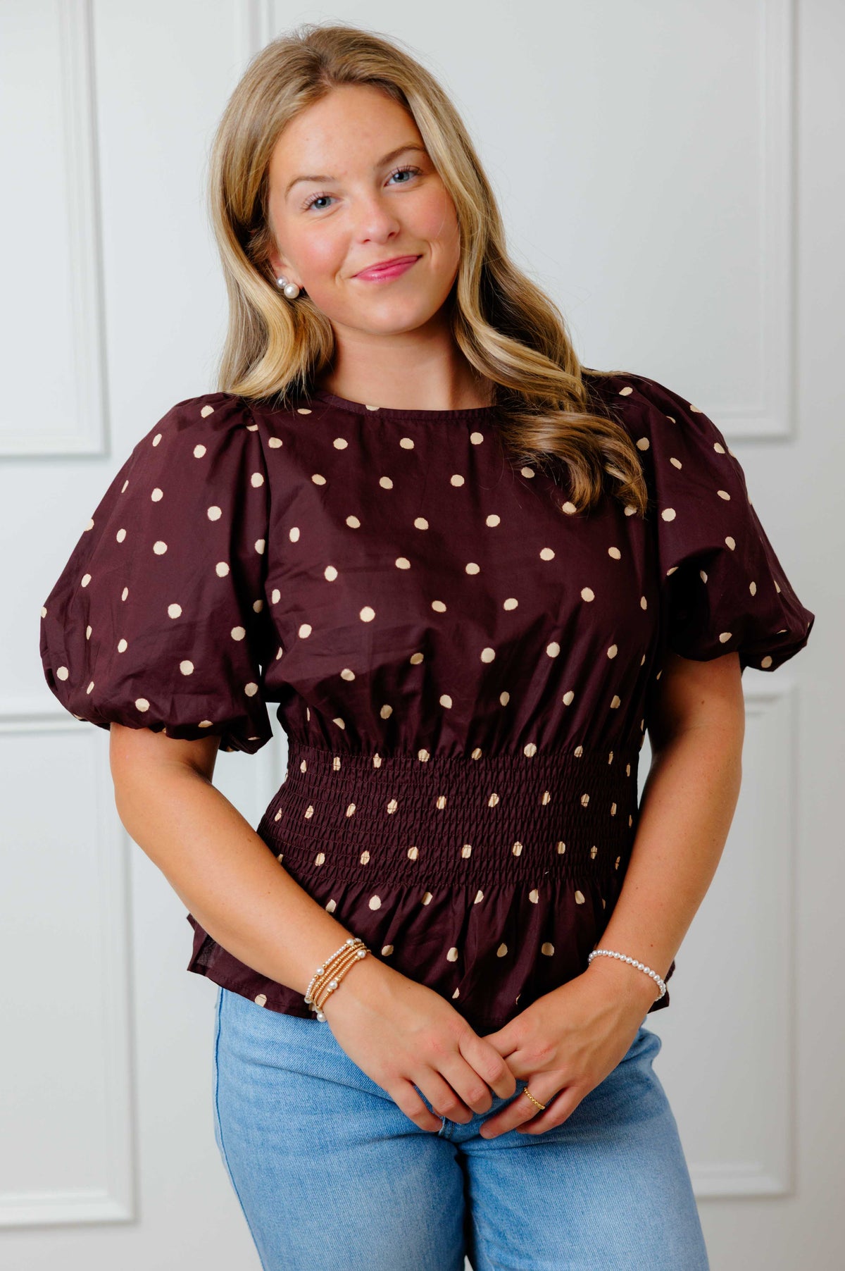 Polka Peplum Top