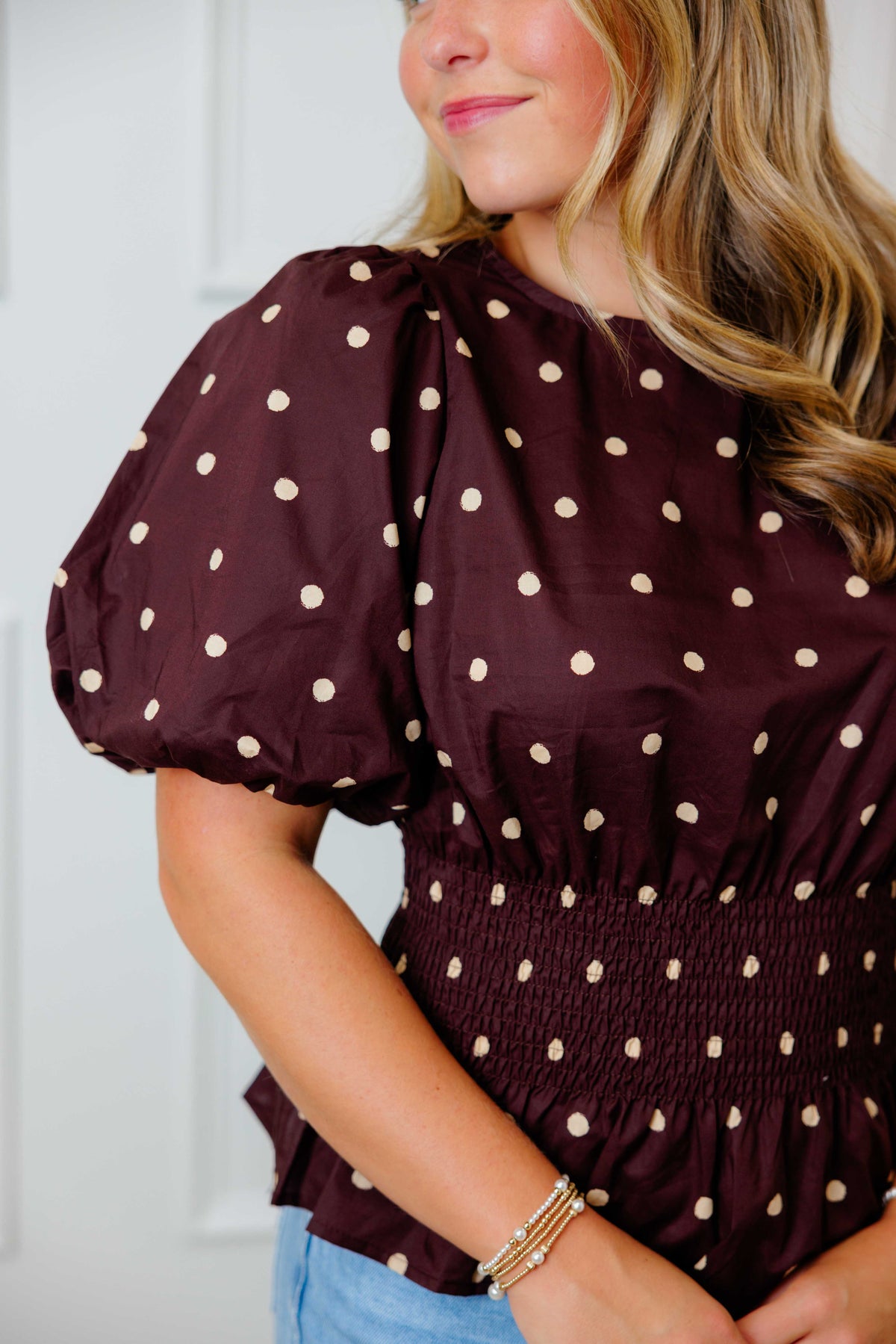 Polka Peplum Top
