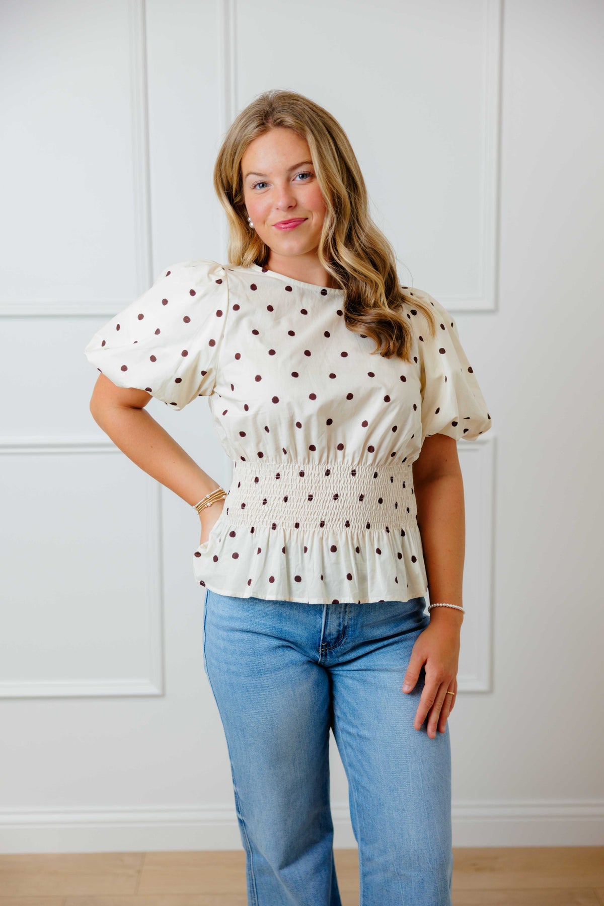 Polka Peplum Top