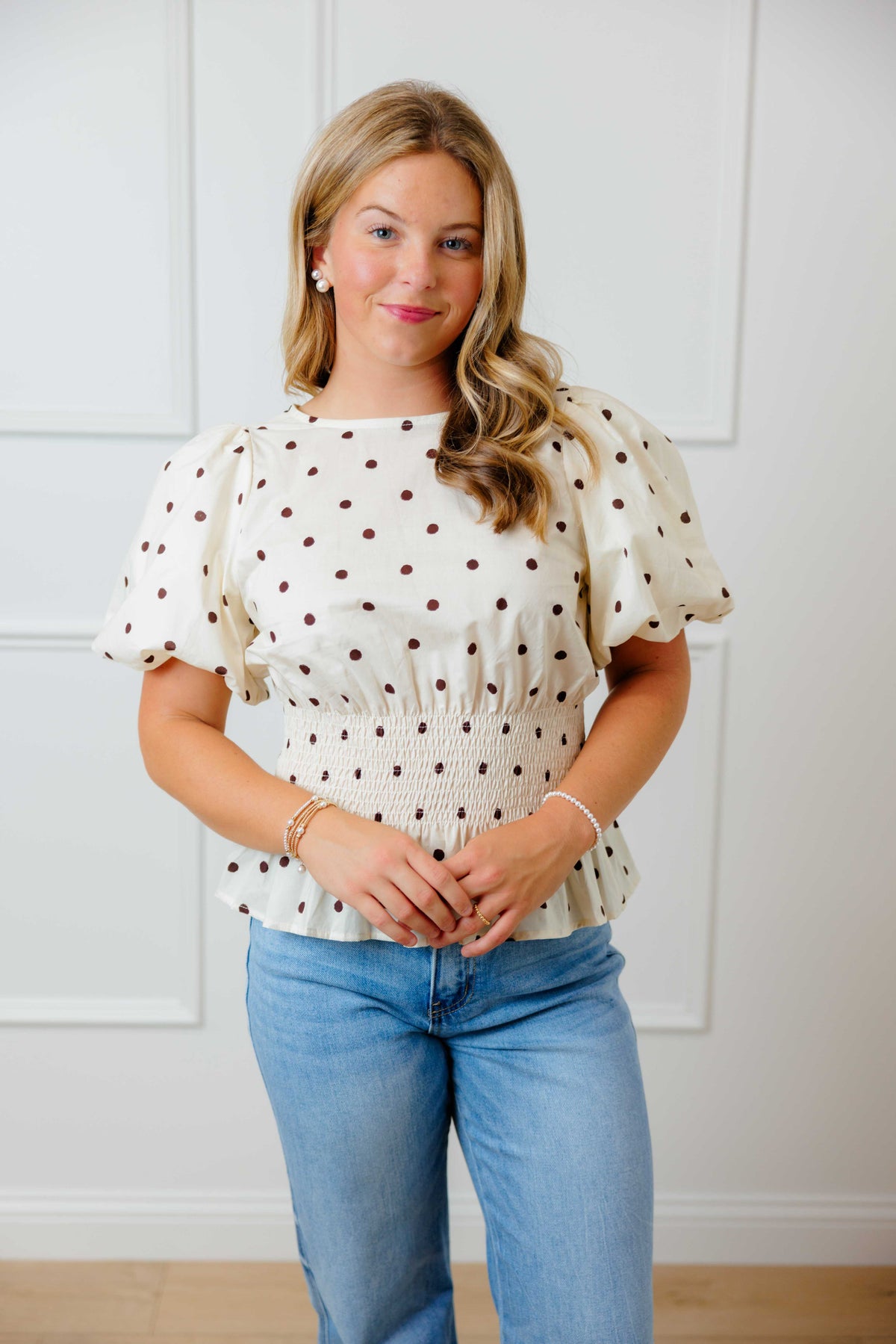 Polka Peplum Top