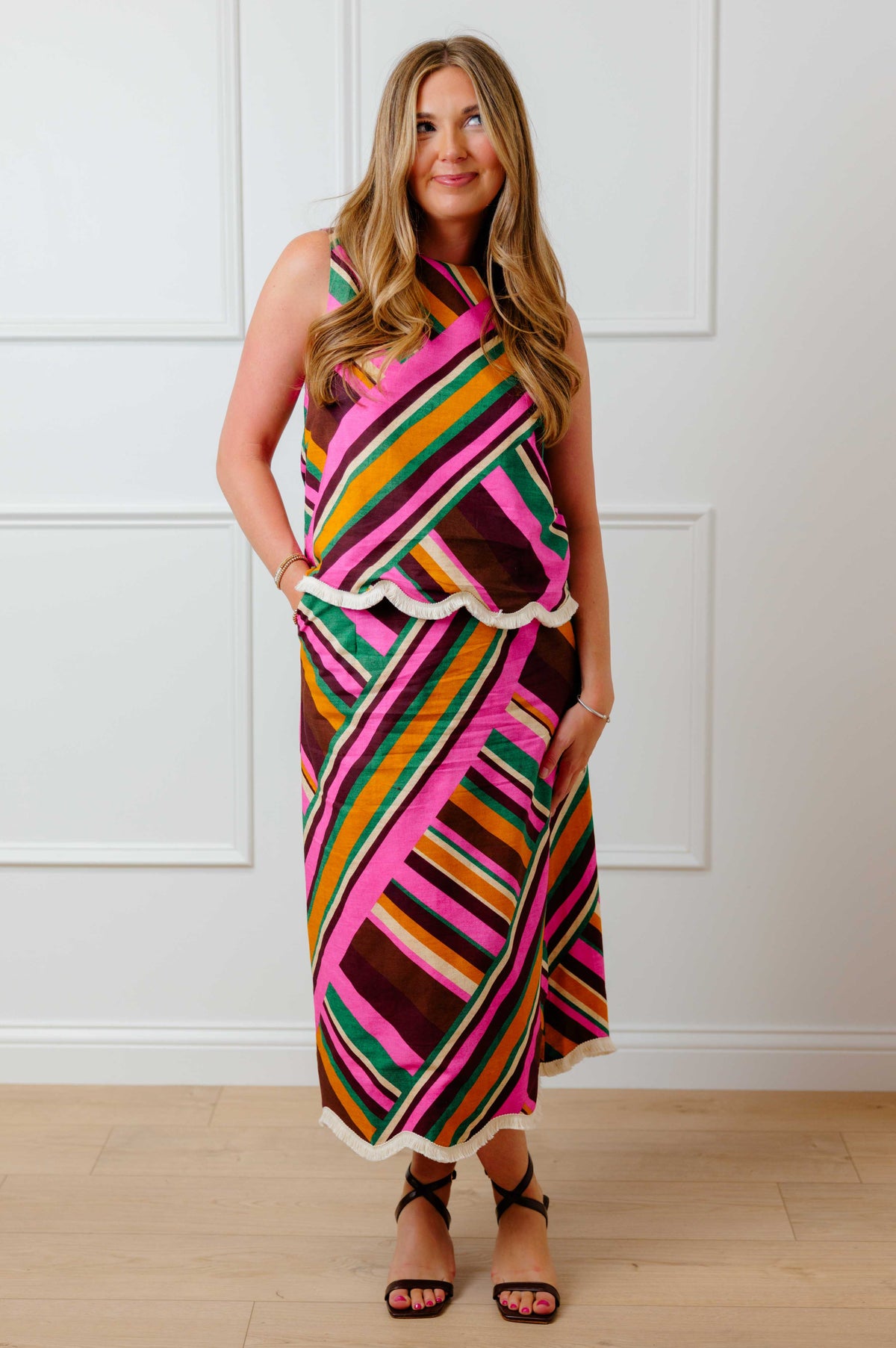 Retro Stripe Fringe Top