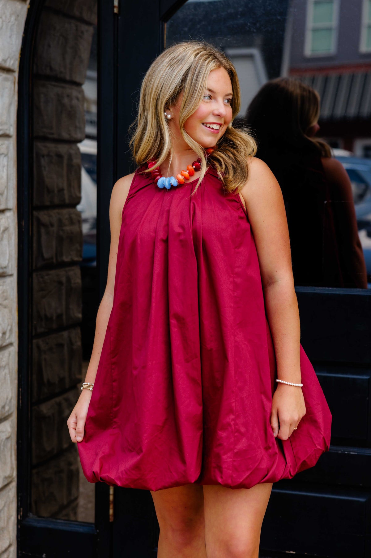 Dottie Burgundy Bubble Dress