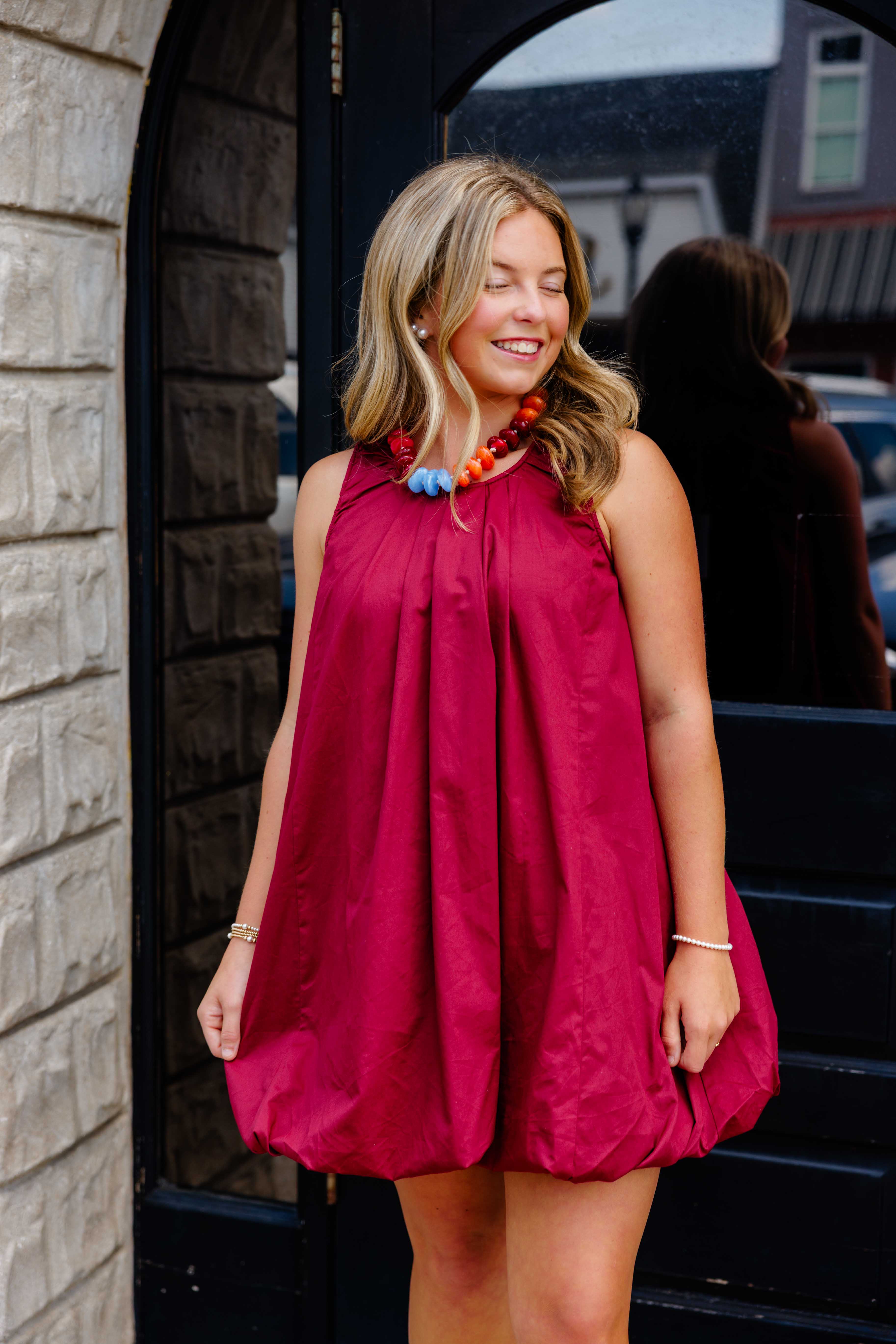 Dottie Burgundy Bubble Dress