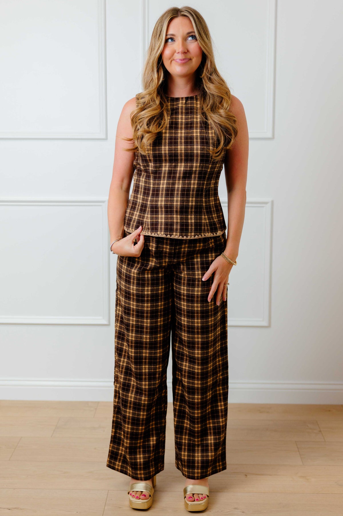 Brown Plaid Pants