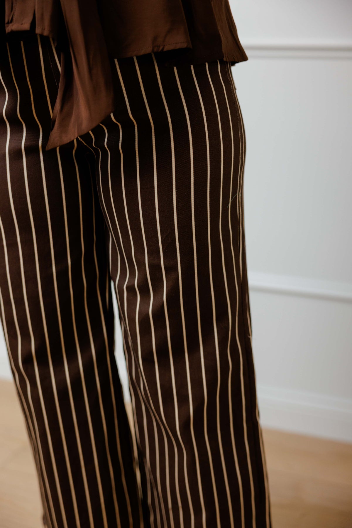 Brown Stripe Wide Leg Pant