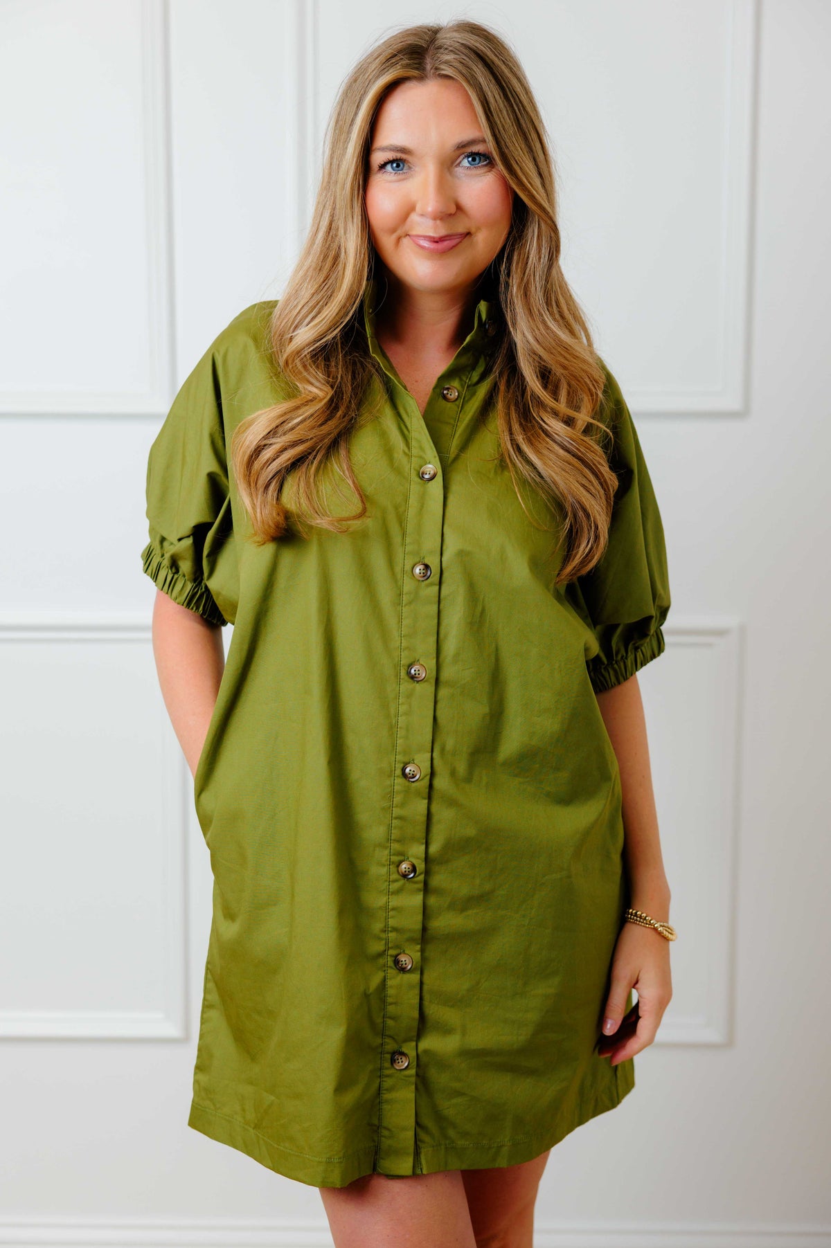 Martini Olive Button Down Dress