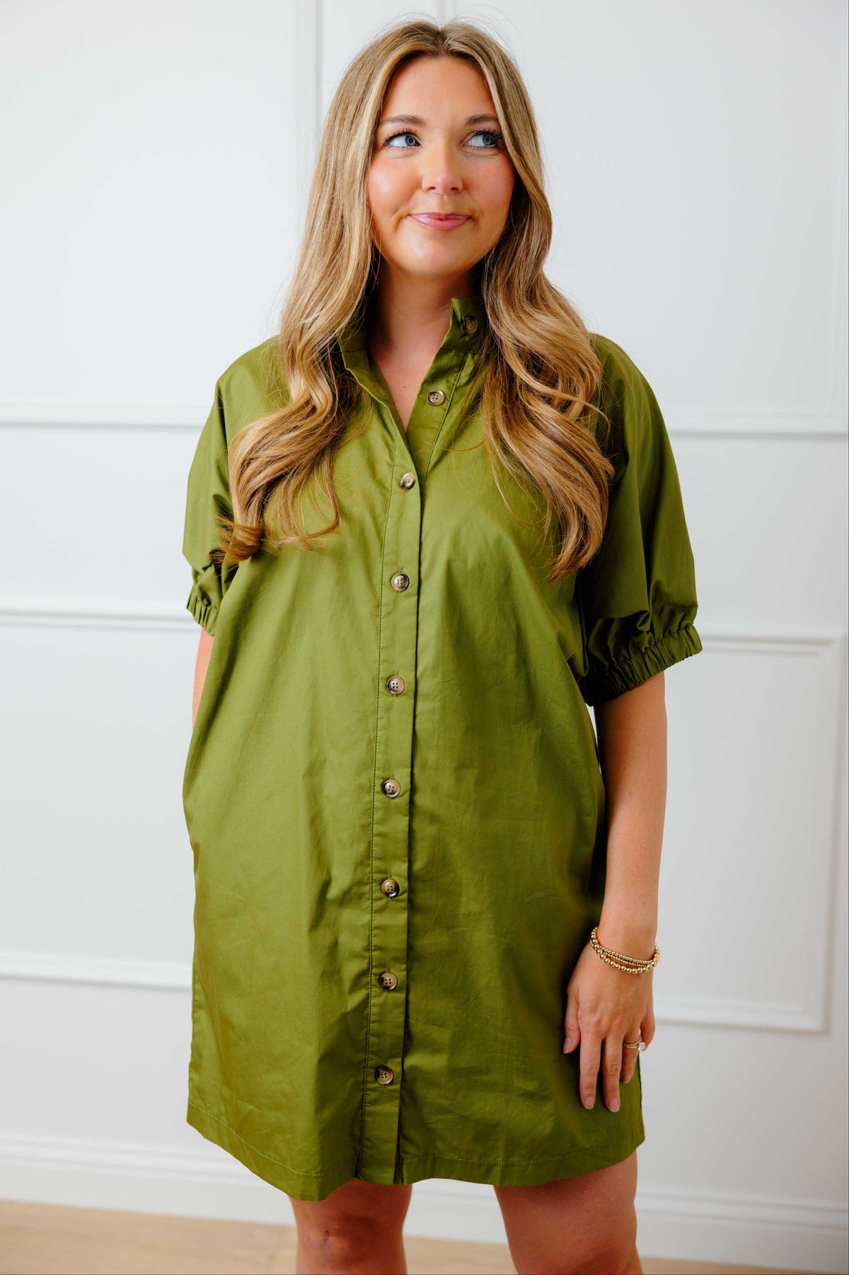 Martini Olive Button Down Dress