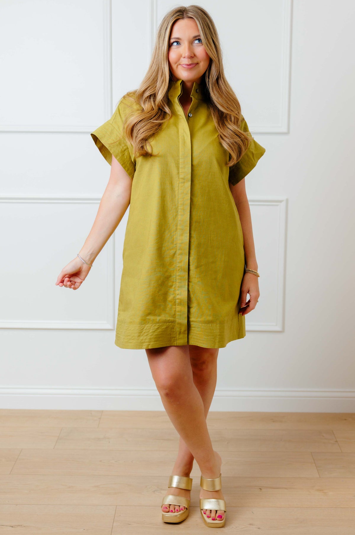 Olive Button Down Dress