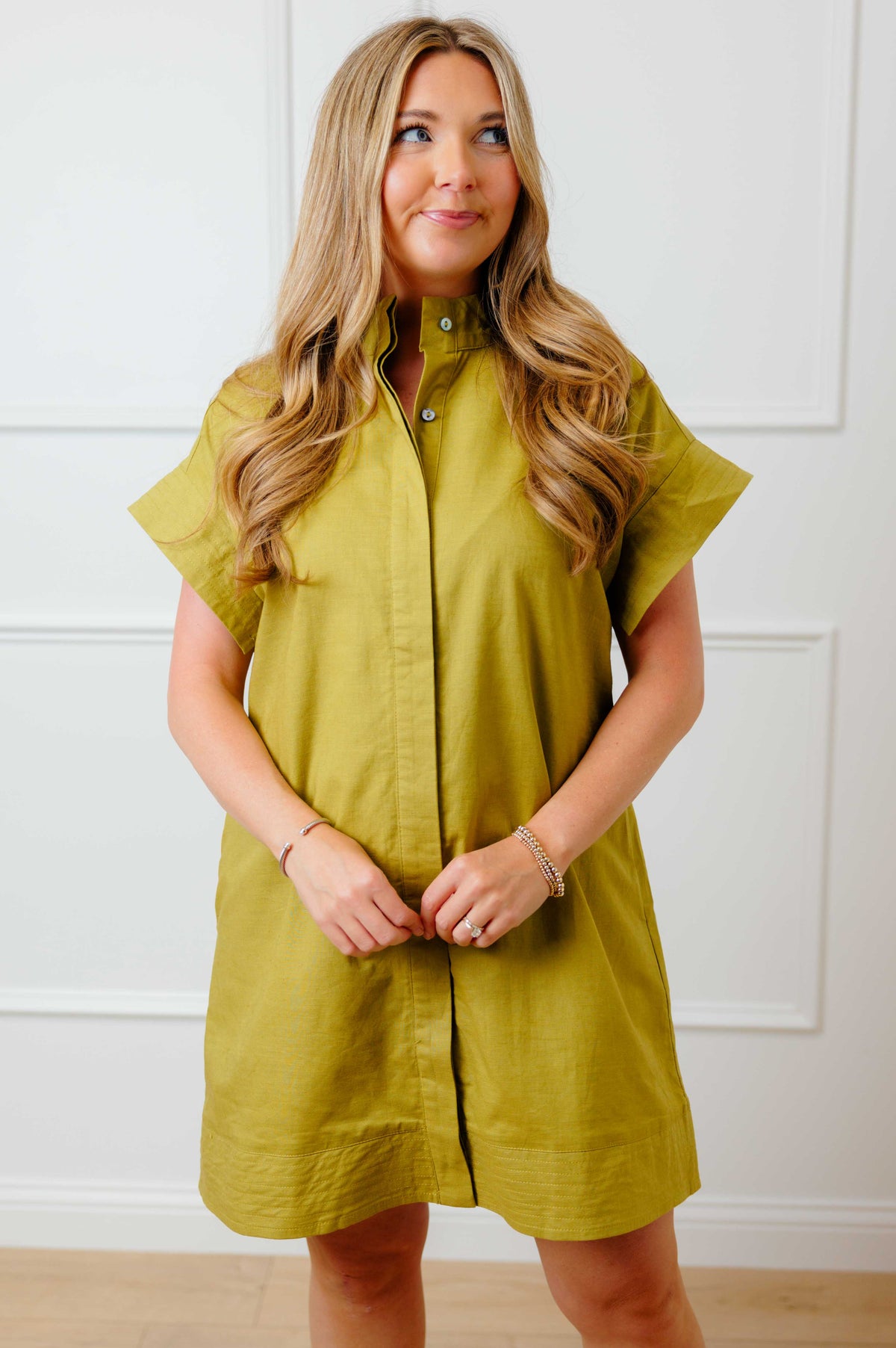 Olive Button Down Dress