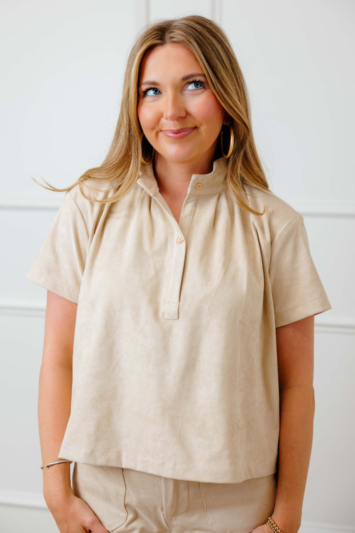 Beige Faux Suede Shirt